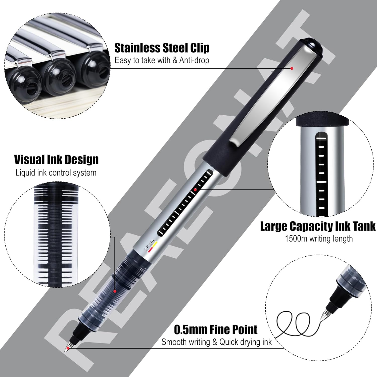Detalle de Liquid Ink Rollerball Pens 12-pack 0.5mm đź–Š