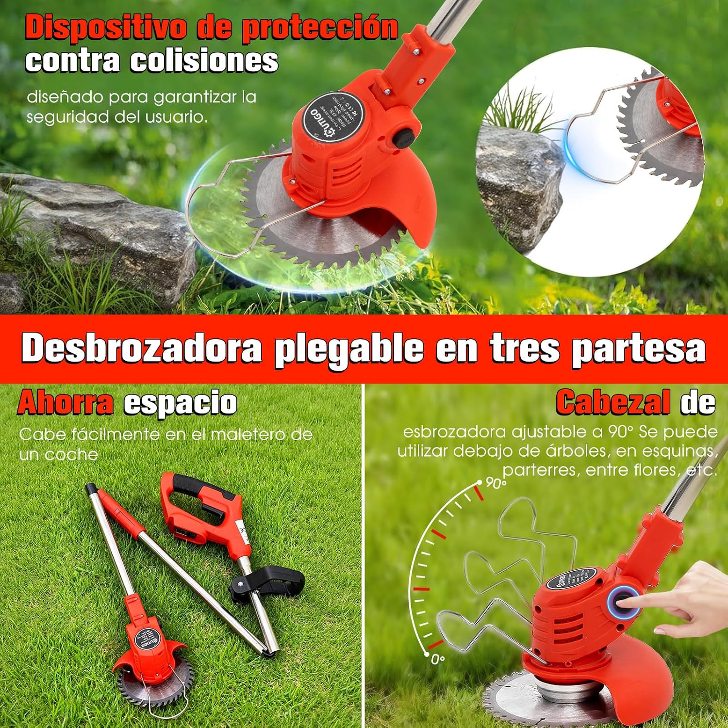Detalle de OUTIGO Desbrozadora a batería: kit completo con 2 baterías y 4 cuchillas