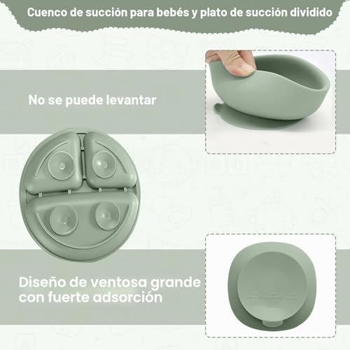 Detalle de Cubiertos Bebe, Juego de 12 Piezas de Vajilla en Silicona sin BPA de CUBTEM