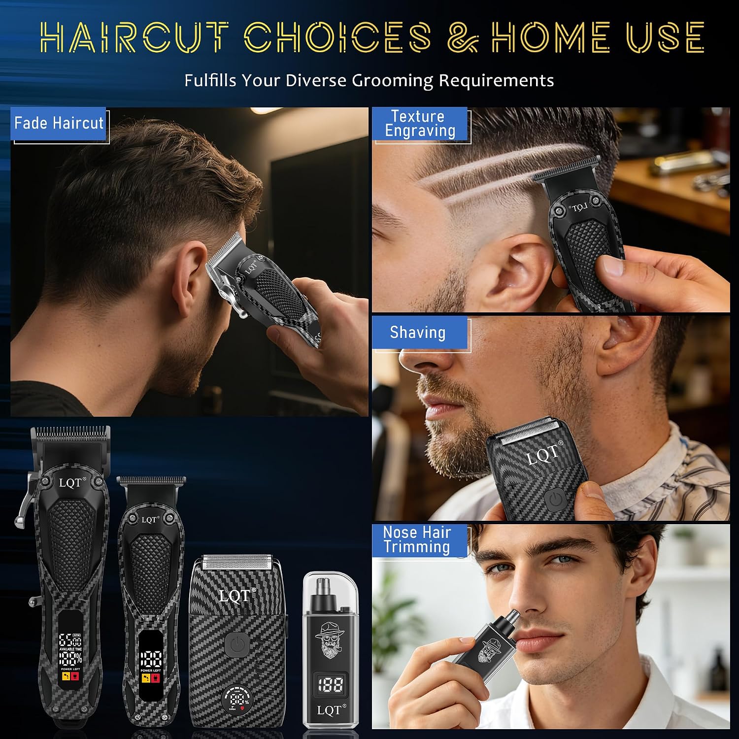 Detalle de Professional Hair Clippers for Men: All-in-One Rechargeable Grooming Kit with LCD Display