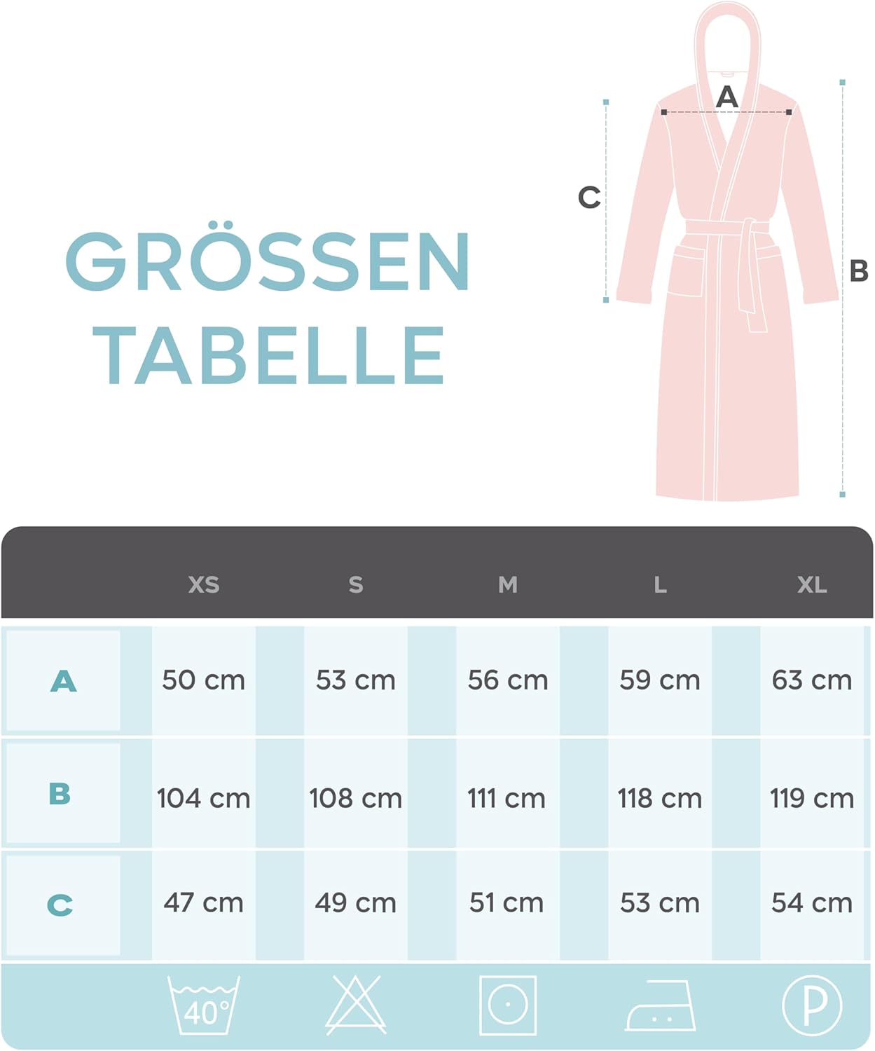 Thumbnail 4 de Twinzen Bademantel Damen – 100% Baumwolle OEKO-TEX® zertifiziert, Kapuze, Gürtel, 2 Taschen, XS–XL
