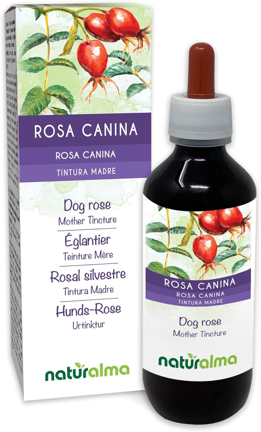 Detalle de Rosa canina Tintura Madre analcoolica in gocce 200 ml di Naturalma: integratore vegetale con Vitamina C