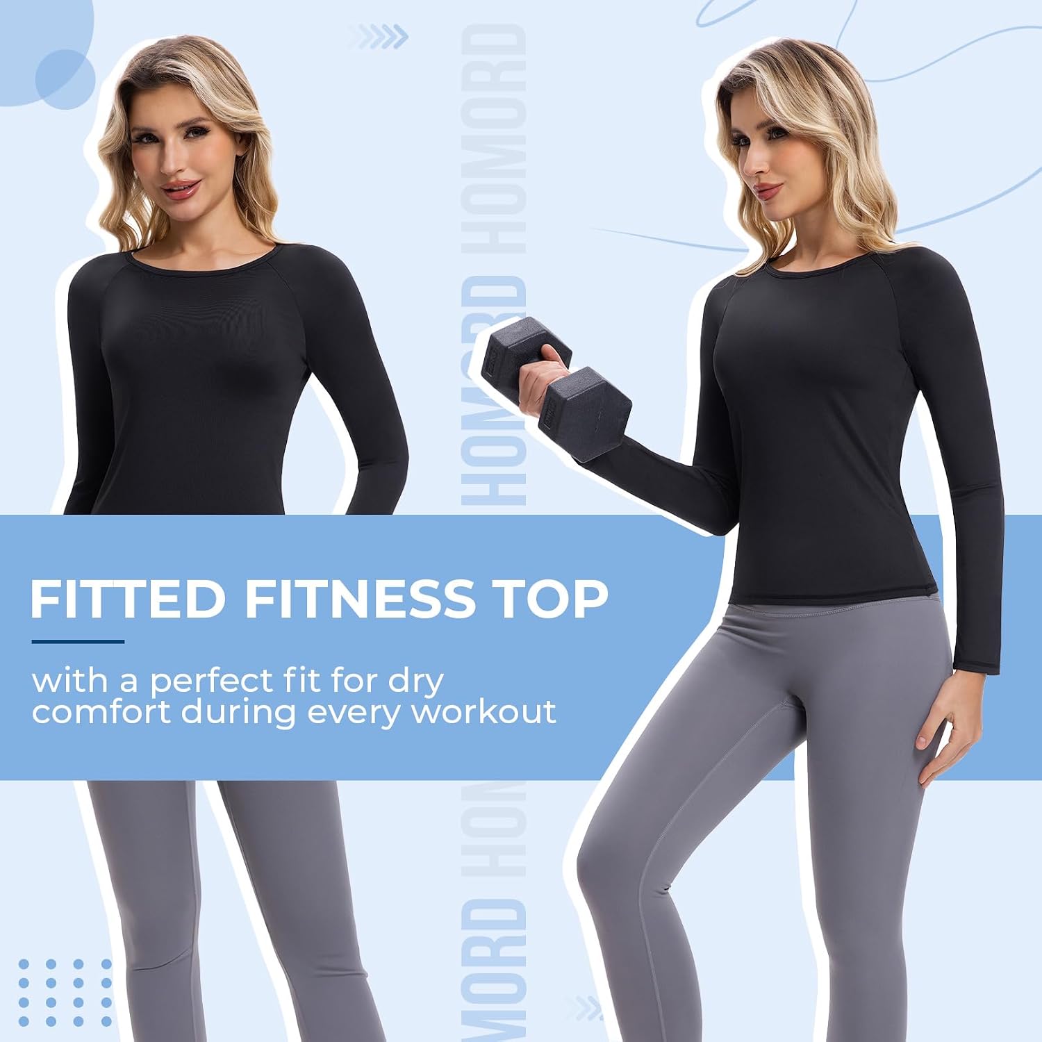 Thumbnail 2 de Homord Maglietta Sportiva Donna: T-Shirt Fitness Traspirante, Manica Corta