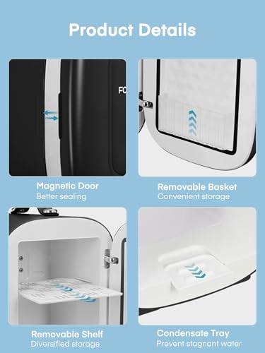 Detalle de FOHERE Mini Fridge Portable 5L: Quiet 12V/240V Cooler & Warmer for Home, Office, Car
