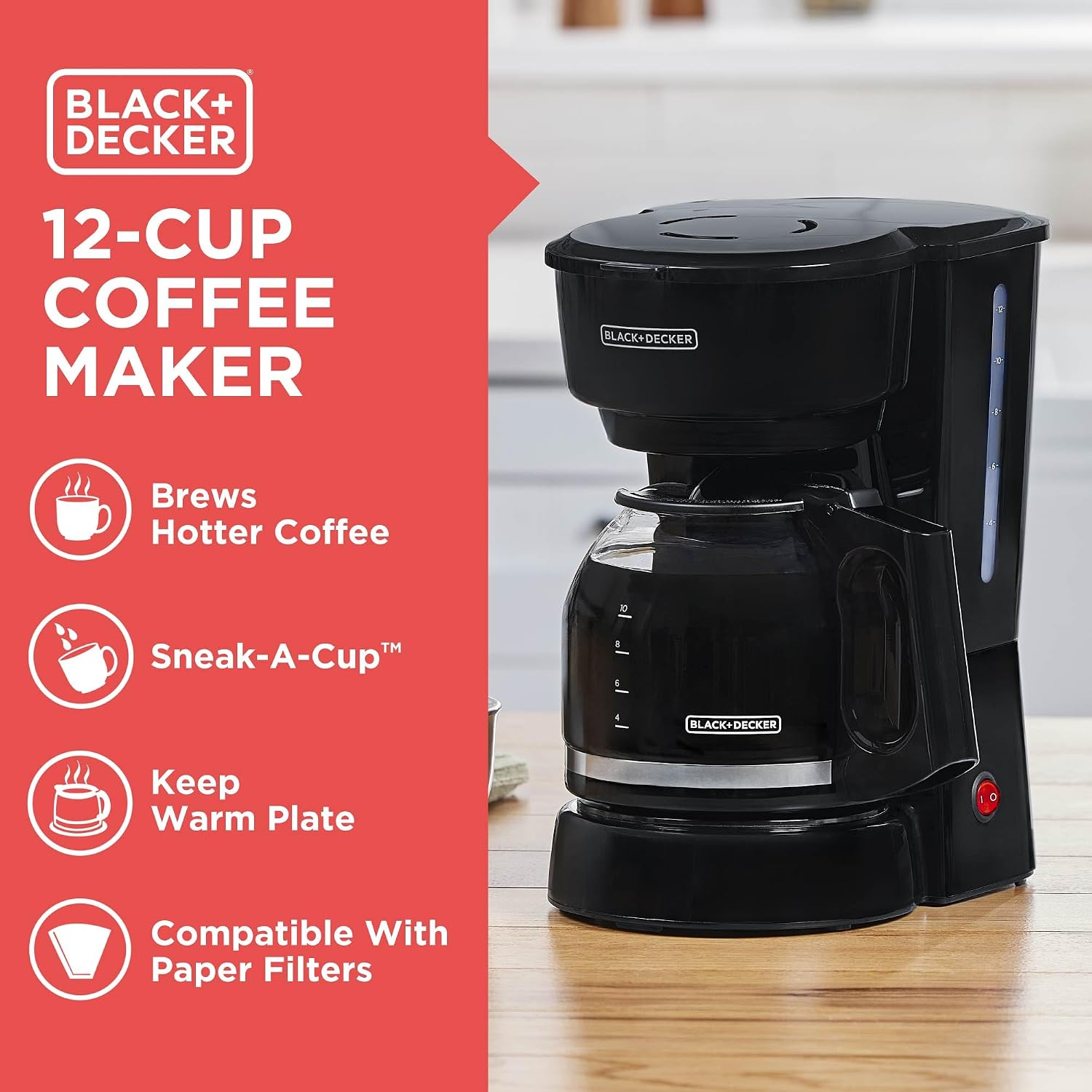 Detalle de BLACK+DECKER 12-Cup Coffee Maker with Vortex Technology and Sneak-A-Cup