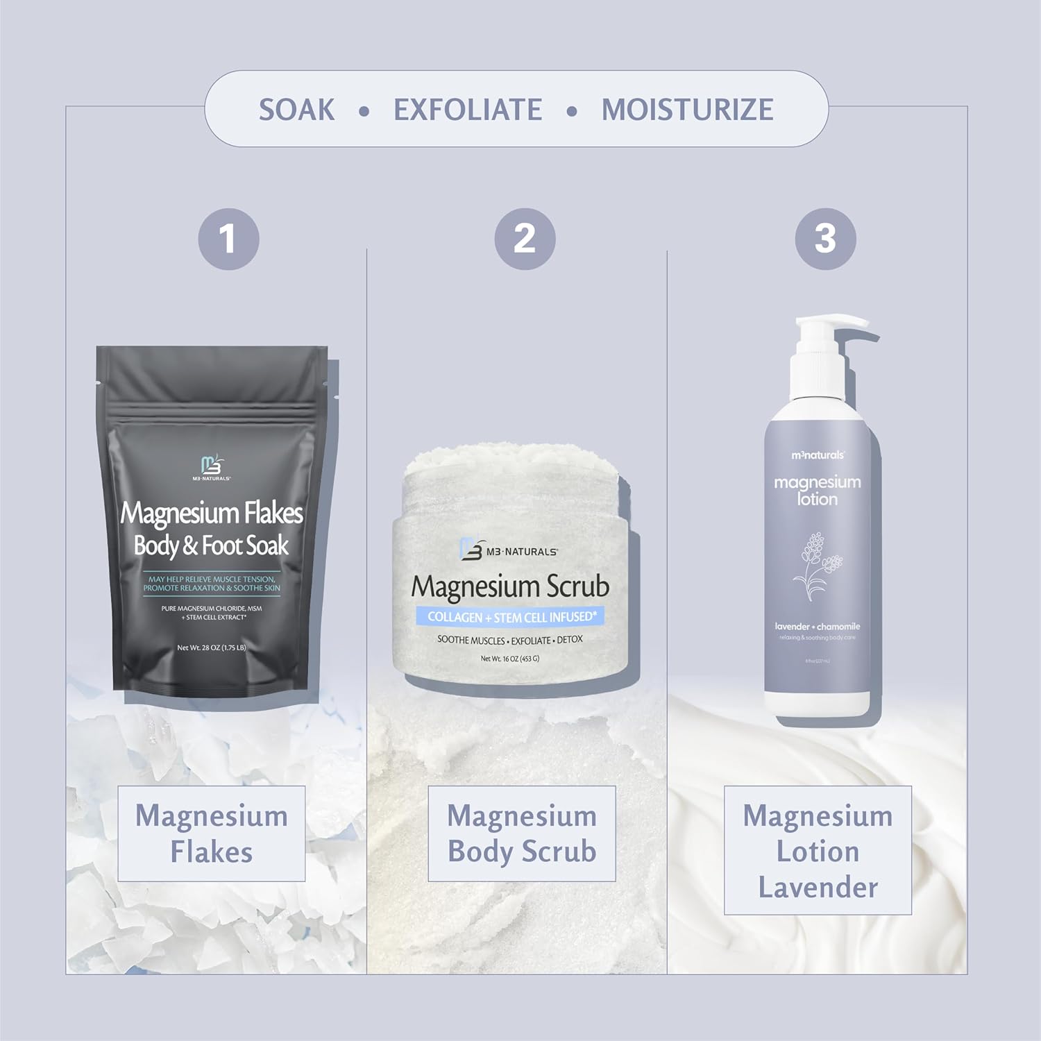 Thumbnail 4 de Lavender & Chamomile Magnesium Lotion by M3 — Sleep Support, Rapid-Absorption Relief for Leg Cramps and Sore Feet