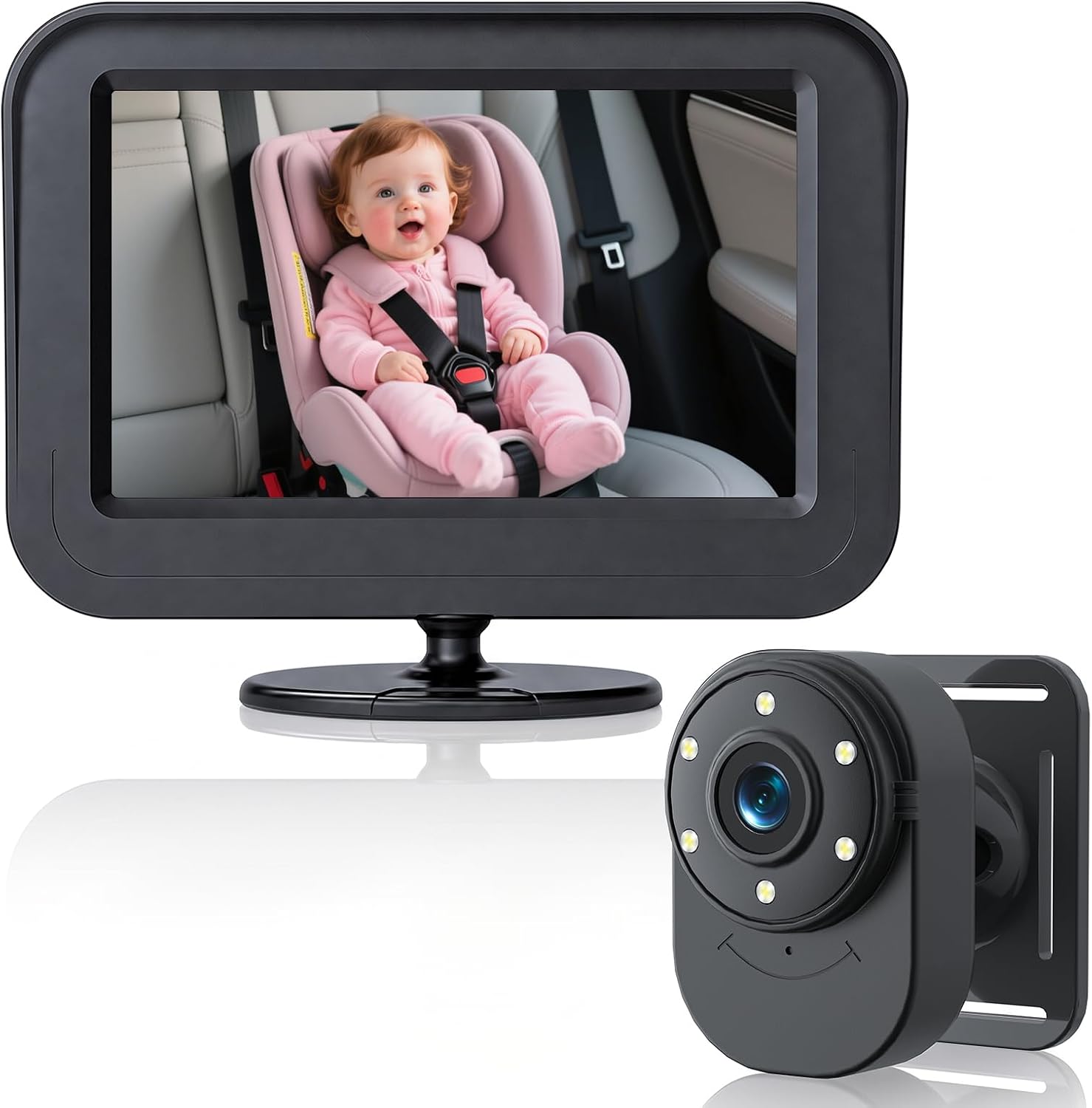 Detalle de CUKIY 008 Baby Car Camera, 1080p Wired Monitor with 150° View