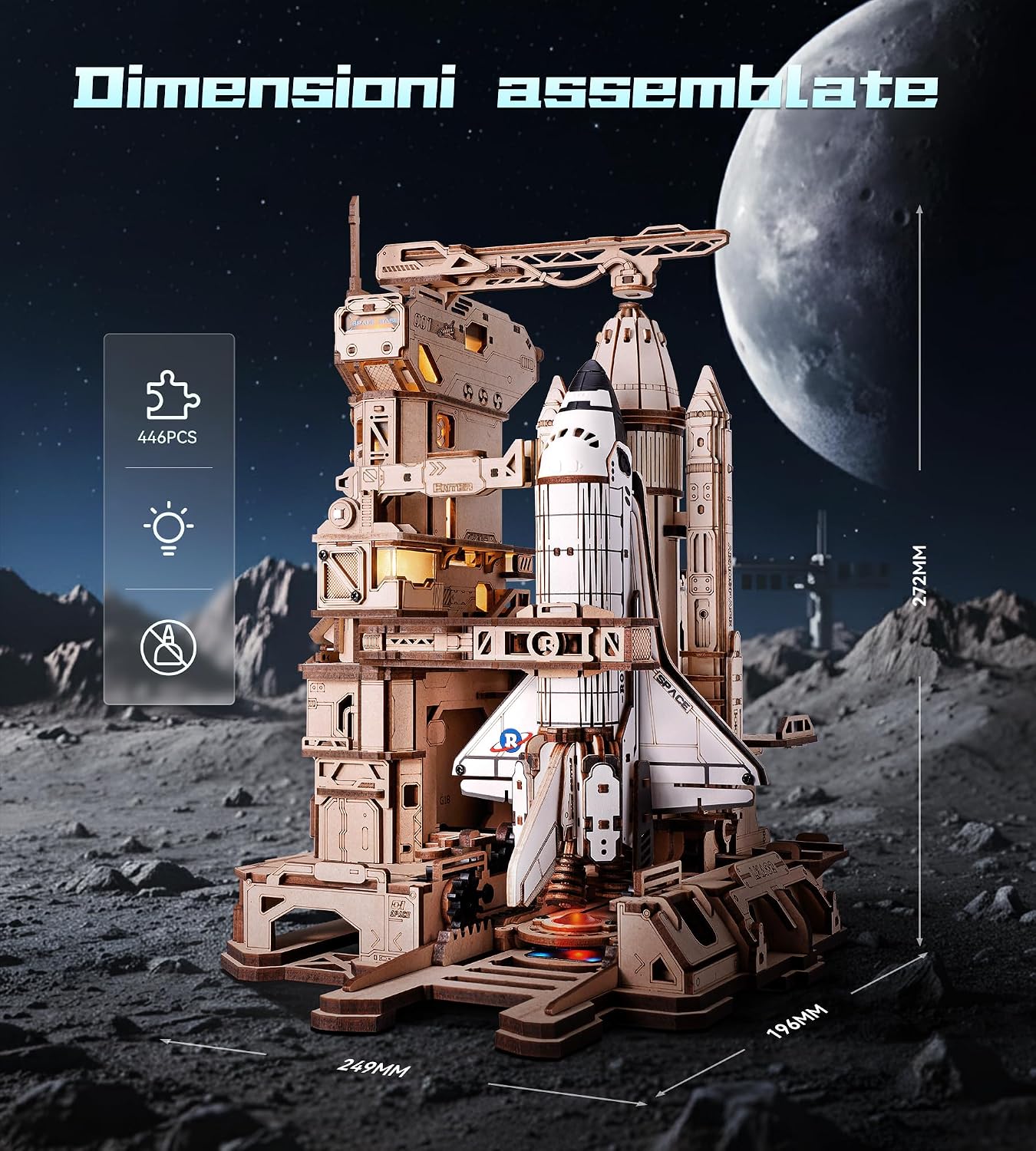 Detalle 2 de ROKR LKA02 Navetta Spaziale in Legno 3D