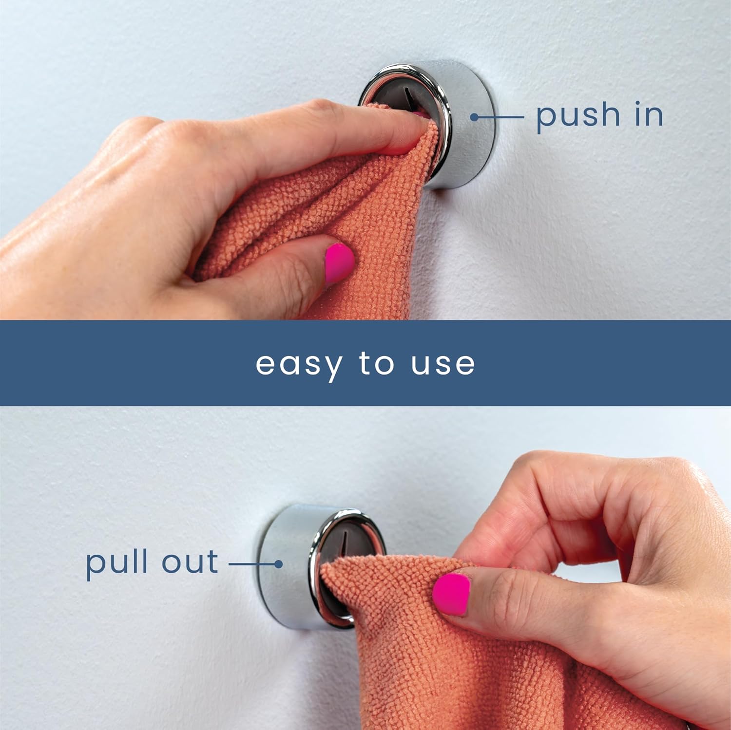 Thumbnail 2 de S&T INC Round Adhesive Push Towel Hooks (Grey) — 4-Pack for Kitchen, Hand, and Dish Towels