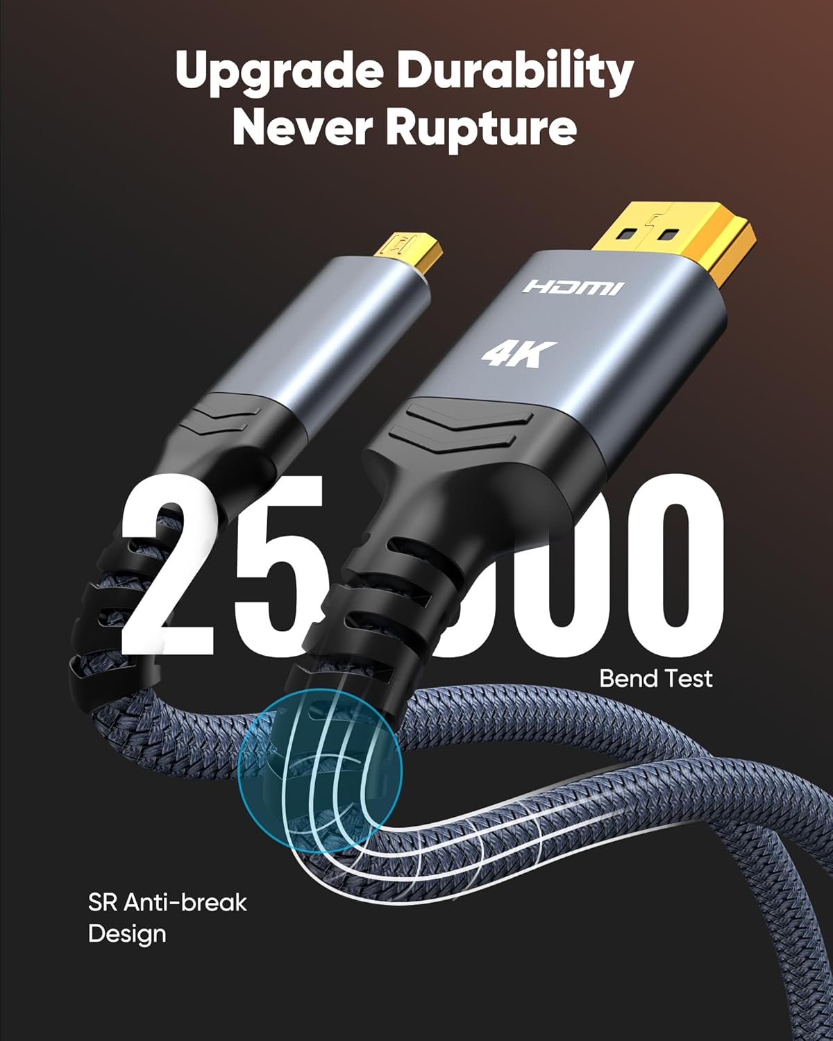 Thumbnail 4 de Highwings 4K Micro HDMI to HDMI Cable 10 ft