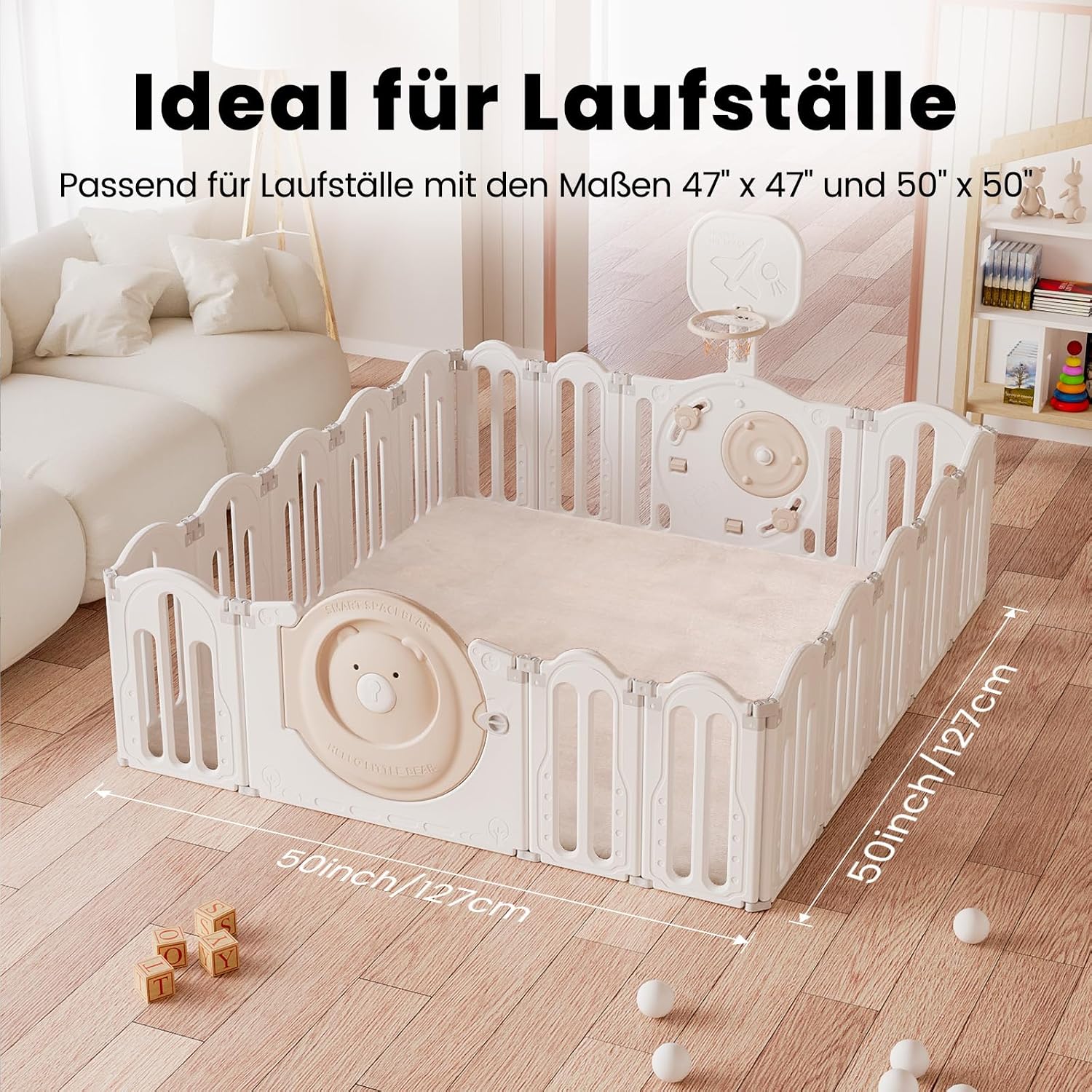 Detalle de Tuocal Krabbelmatte Baby 127×127cm – 3 cm Dicke Memory-Schaum, rutschfest, beige