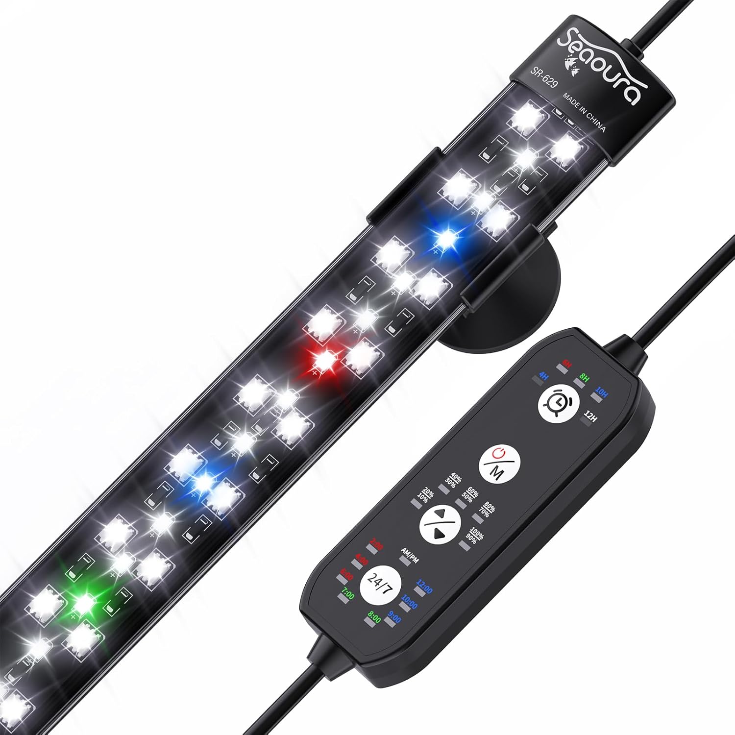 Thumbnail 6 de SEAOURA Aquarium LED-Beleuchtung mit 24/7-Zyklus, Vollspektrum + 7 Einzelfarben, IP68, 68 cm