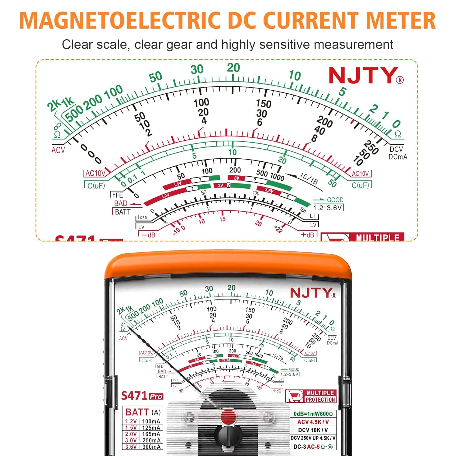 Detalle 2 de NJTY S471 Analog Pointer Multimeter