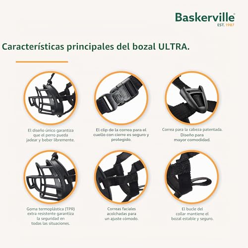 Detalle de MUSERUOLA Baskerville Ultra – bozal ético regulable, talla 4, ideal para perros de todos los tamaños
