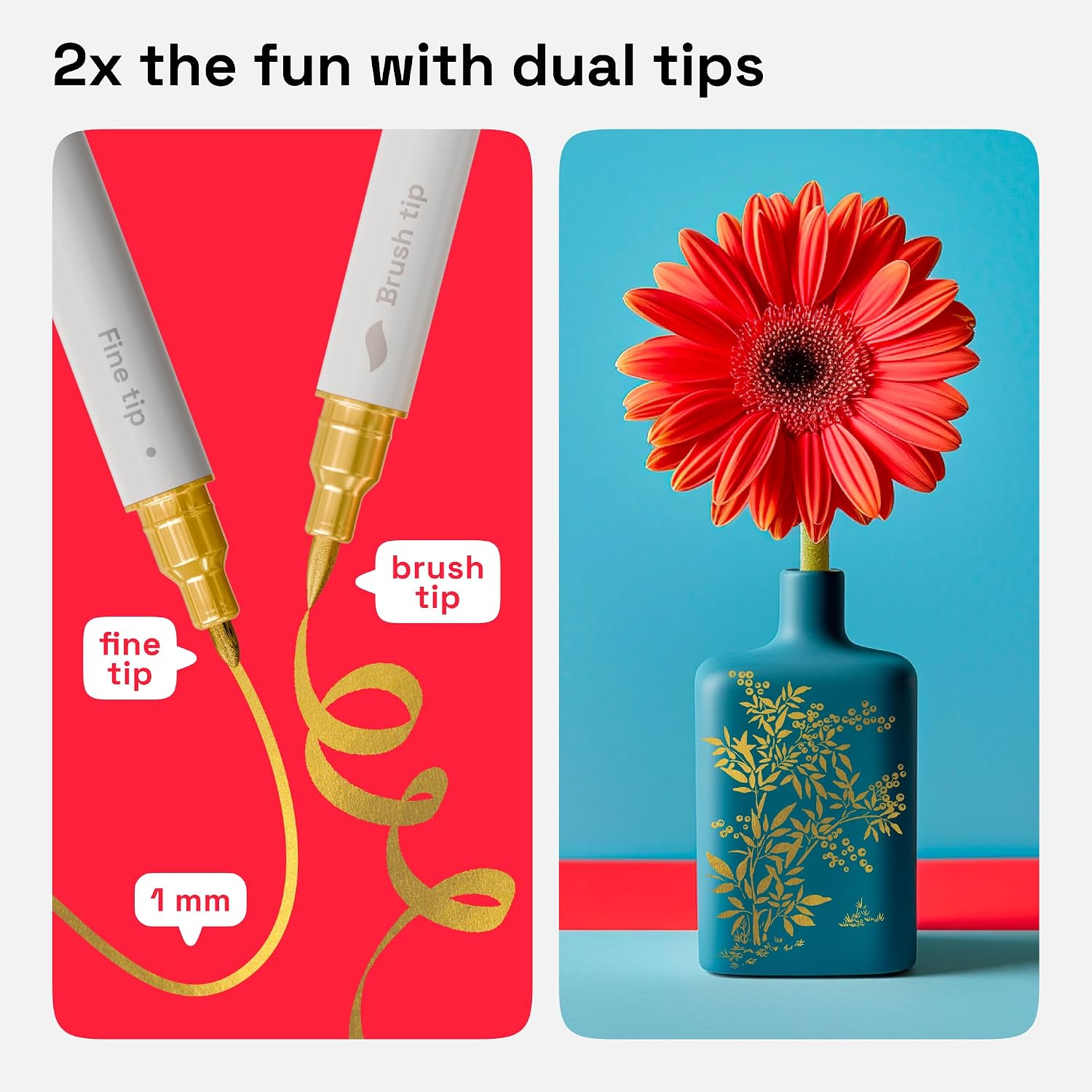 Thumbnail 2 de Artistro Acrylic Paint Pens, Dual Tip (Brush + Fine 1mm) – Acrylic markers for fabric, canvas, rock, glass, wood, paper