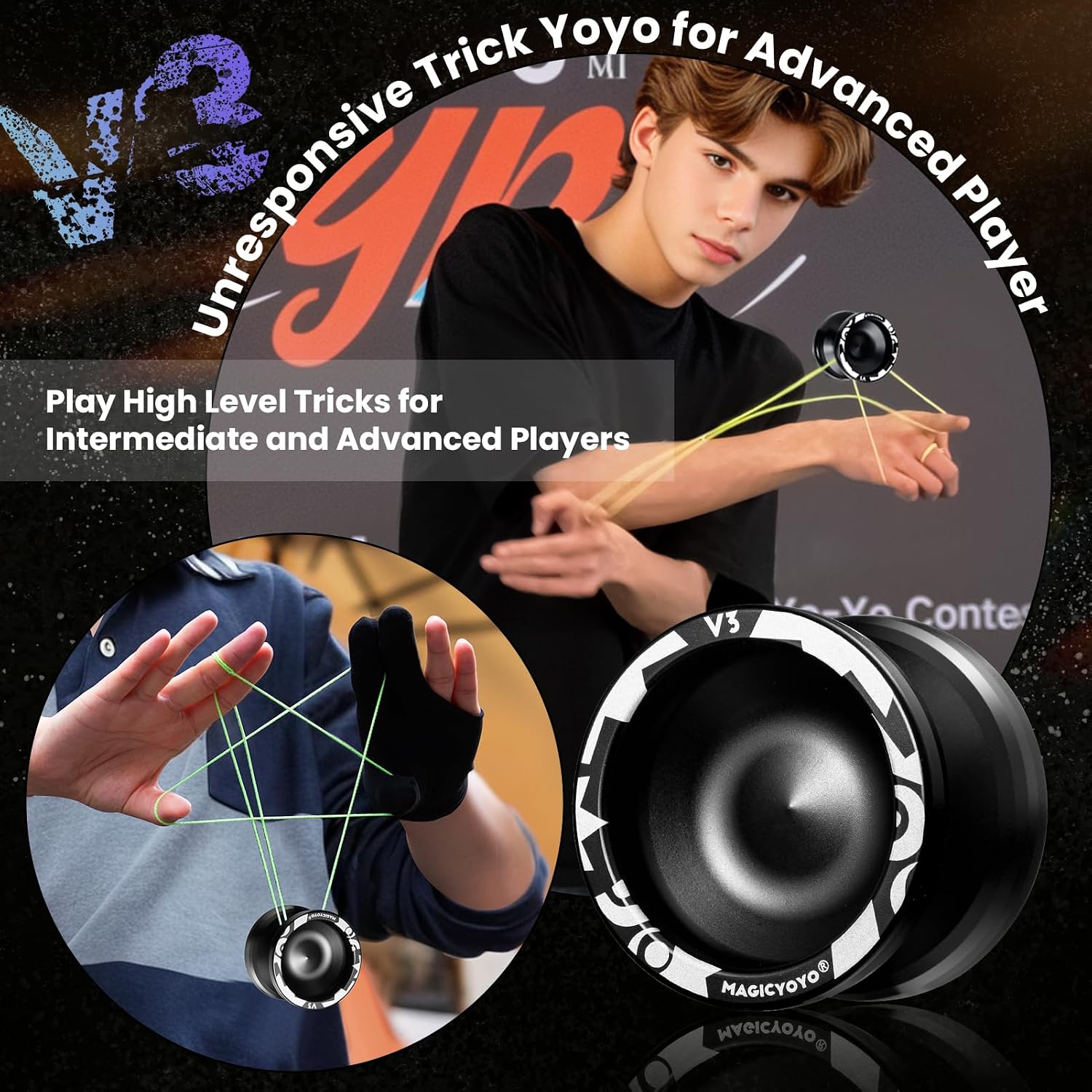 Detalle 2 de MAGICYOYO V3 Aluminum Yo-Yo, Responsive and Unresponsive, Black