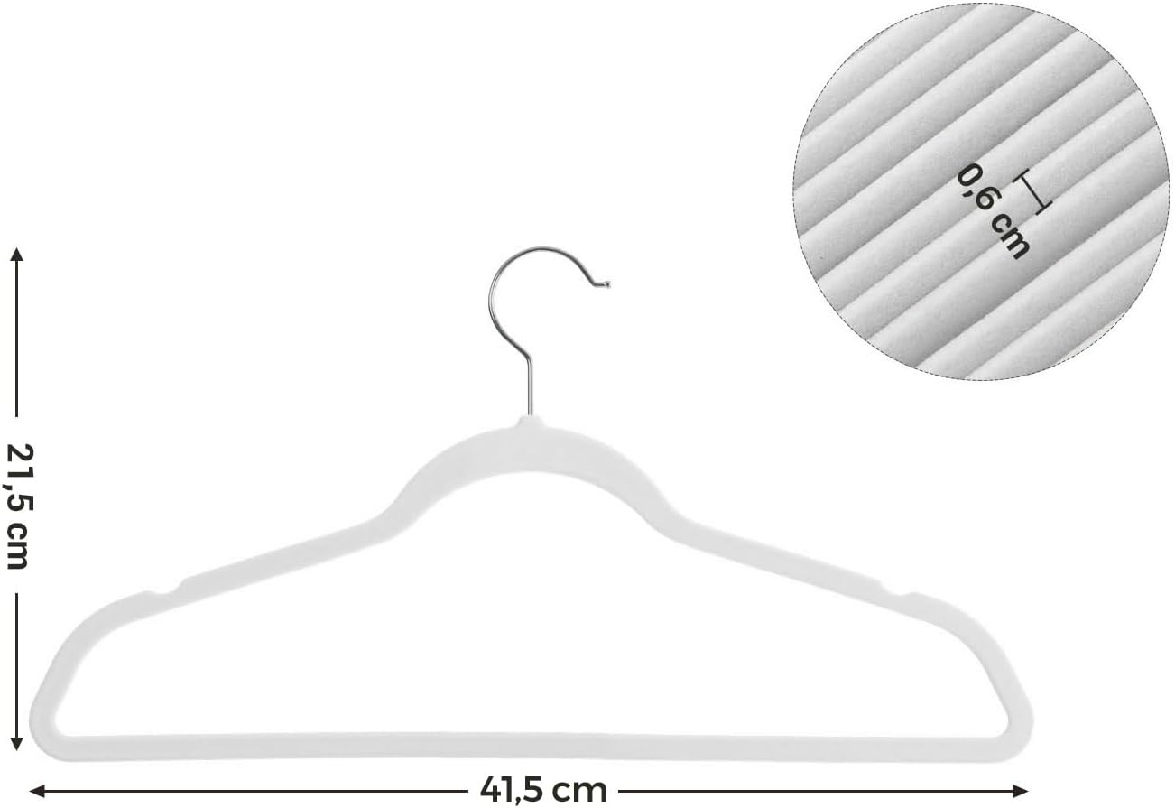 Detalle de Cintres velours SONGMICS Lot de 50 – 41,5 cm, capacité 5 kg, crochets pivotants à 360° (CRF026W04)