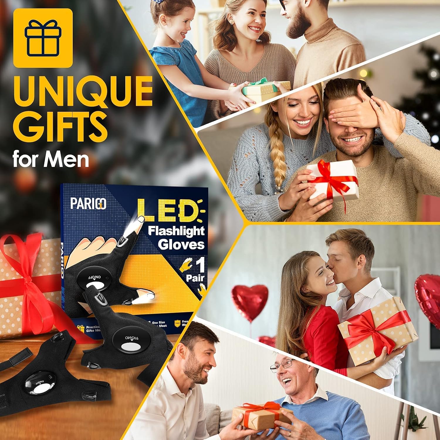 Detalle 2 de PARIGO PGL-LFG-BK LED Flashlight Gloves, 900-Lumen Hands-Free Lighting