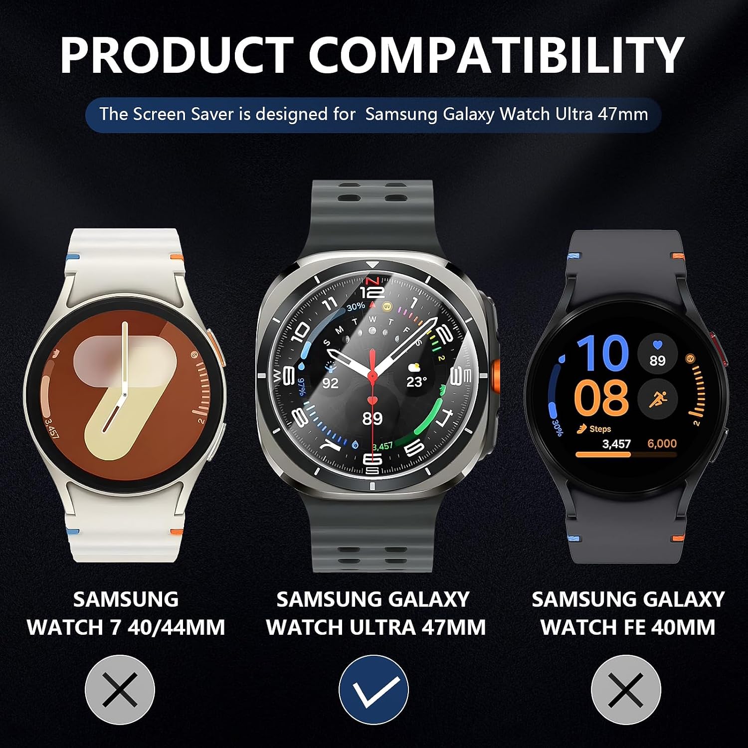 Thumbnail 6 de Diruite 4-Pack Tempered Glass Screen Protector for Samsung Galaxy Watch Ultra 47mm (37.2mm) – No Bubbles