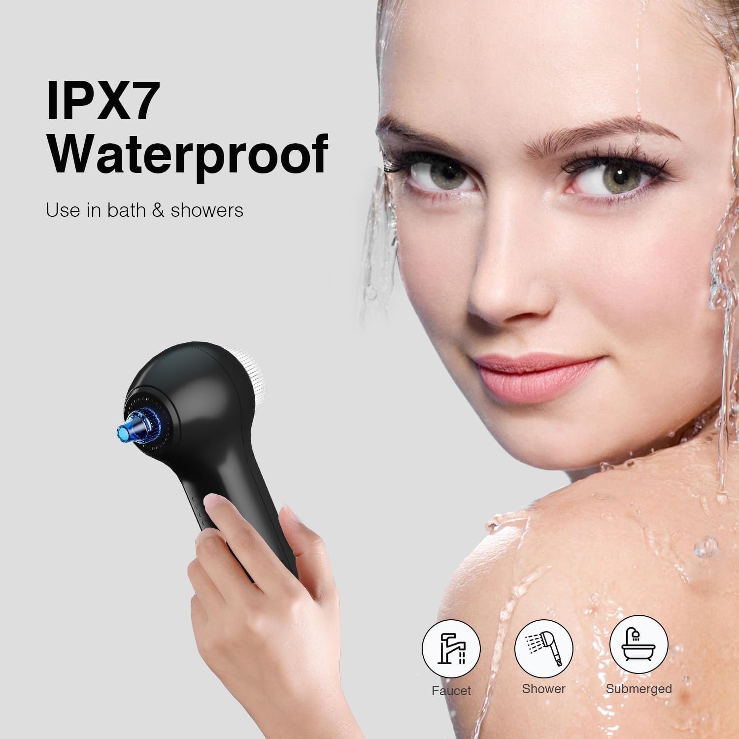 Detalle 2 de UMICKOO Electric Facial Cleansing Brush with LCD Screen (3-in-1, Rechargeable, IPX7)