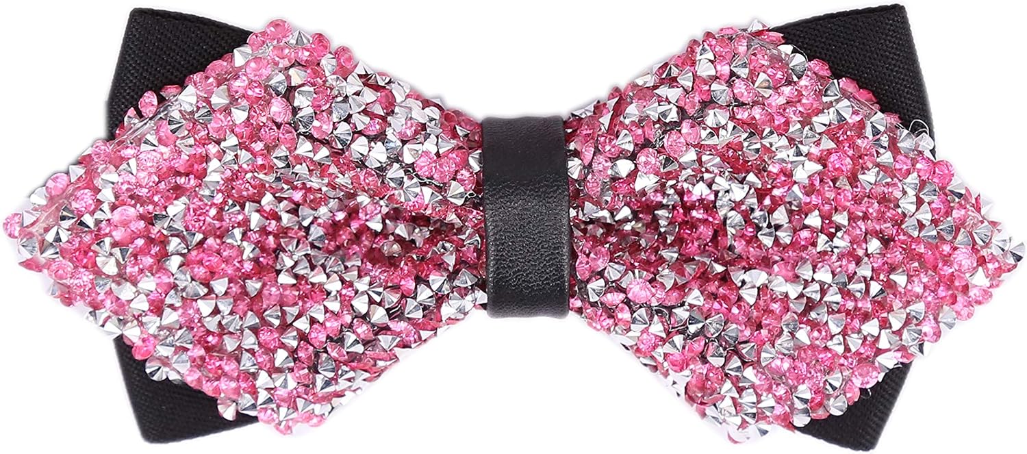 Detalle de Elfeves Men's Rhinestone Bow Tie, Red and Silver