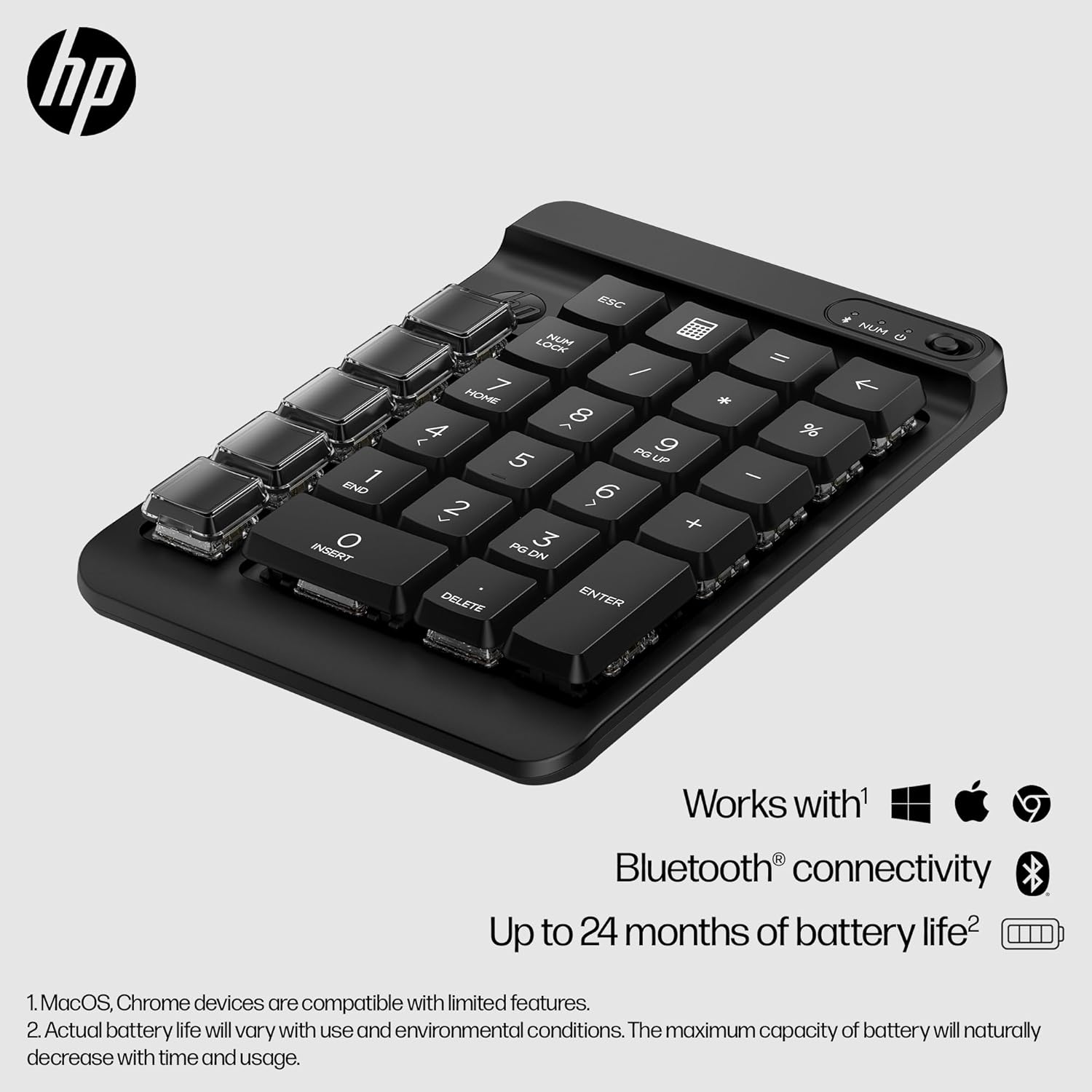 Thumbnail 1 de HP 430 Programmable Wireless Keypad: Customisable Numpad for Chrome, PC and Mac