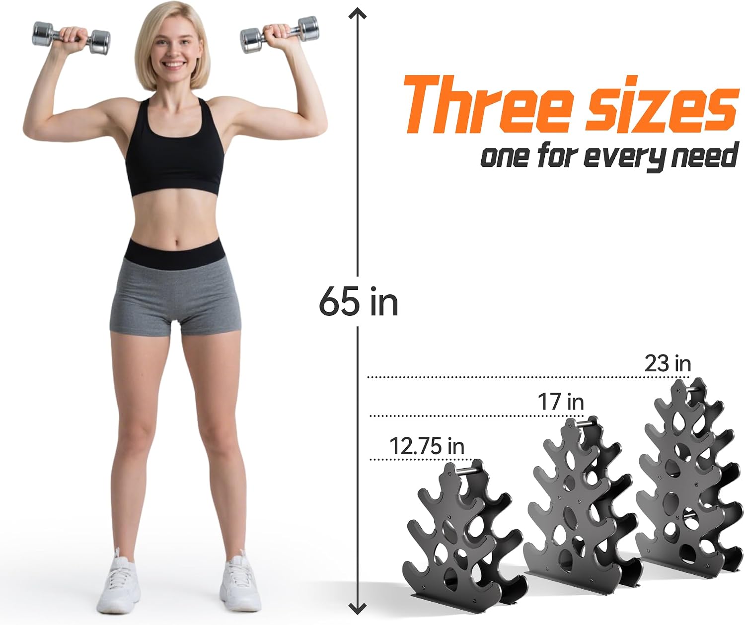 Thumbnail 6 de Josmimic 4-Tier Dumbbell Rack, Metal A-Frame with Easy-Move Handle