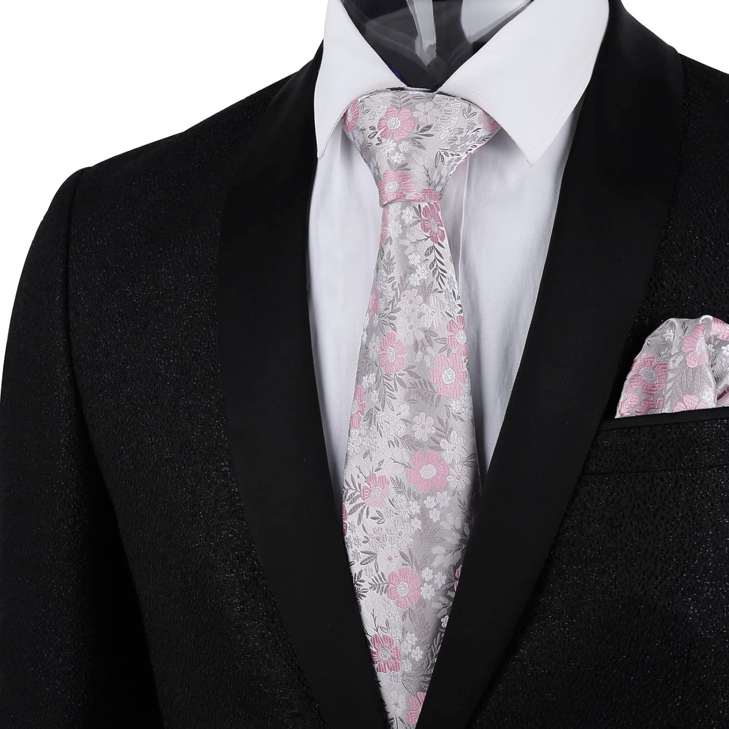 Thumbnail 1 de Alizeal Floral 8cm Tie with Pocket Square Set – 100% Polyester, 8x150cm Tie and 24x24cm Square