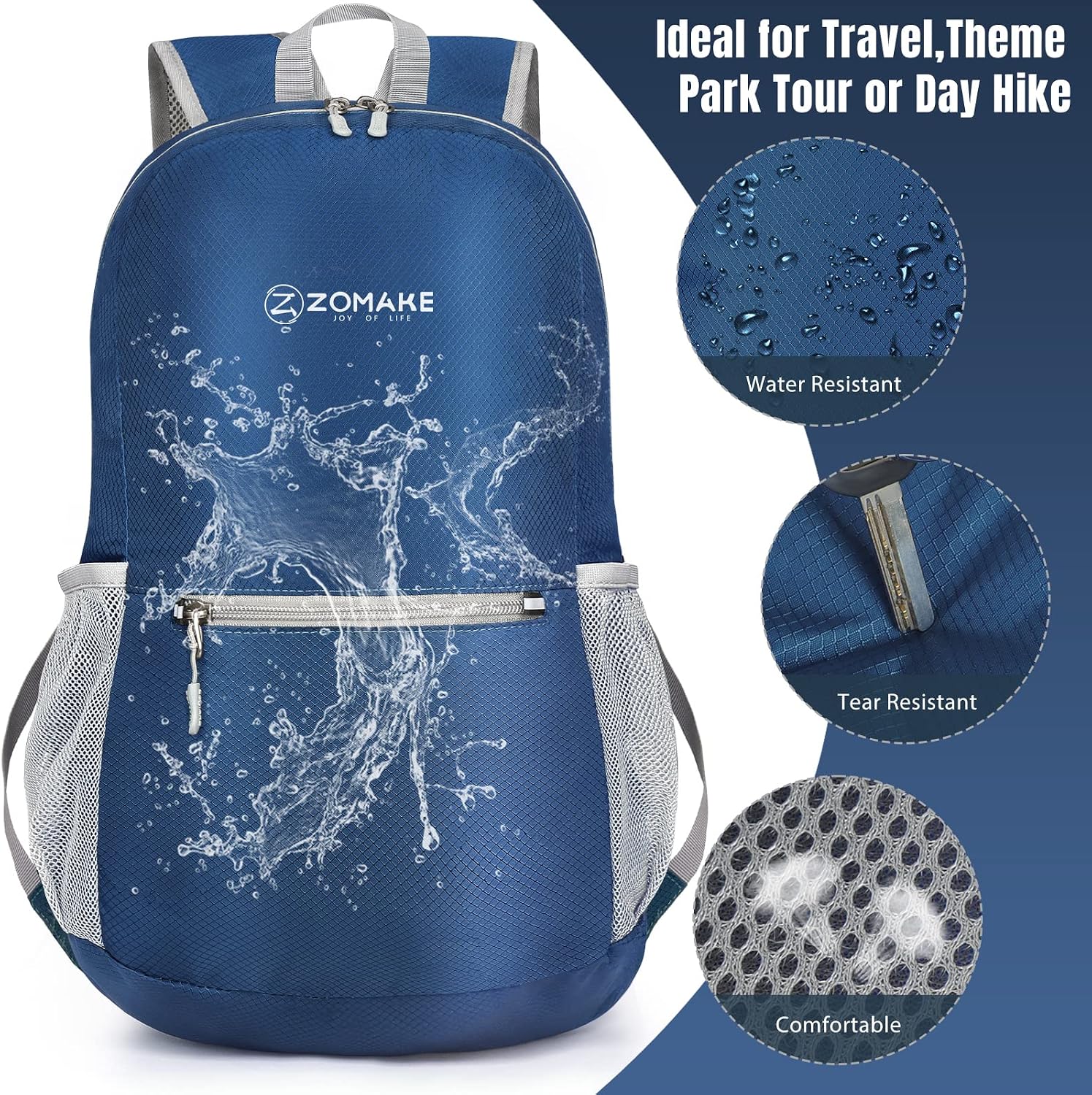 Thumbnail 3 de ZOMAKE Lightweight Foldable Backpack (20L) – packable foldaway rucksack for travel, hiking and daily carry