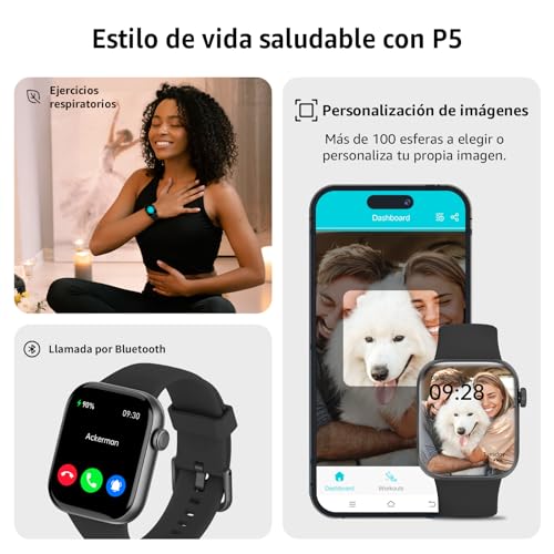 Detalle de Reloj Inteligente AcclaFit para Mujer y Hombre 1.85" con Llamadas Bluetooth y 140+ Modos Deportivos (IP68)
