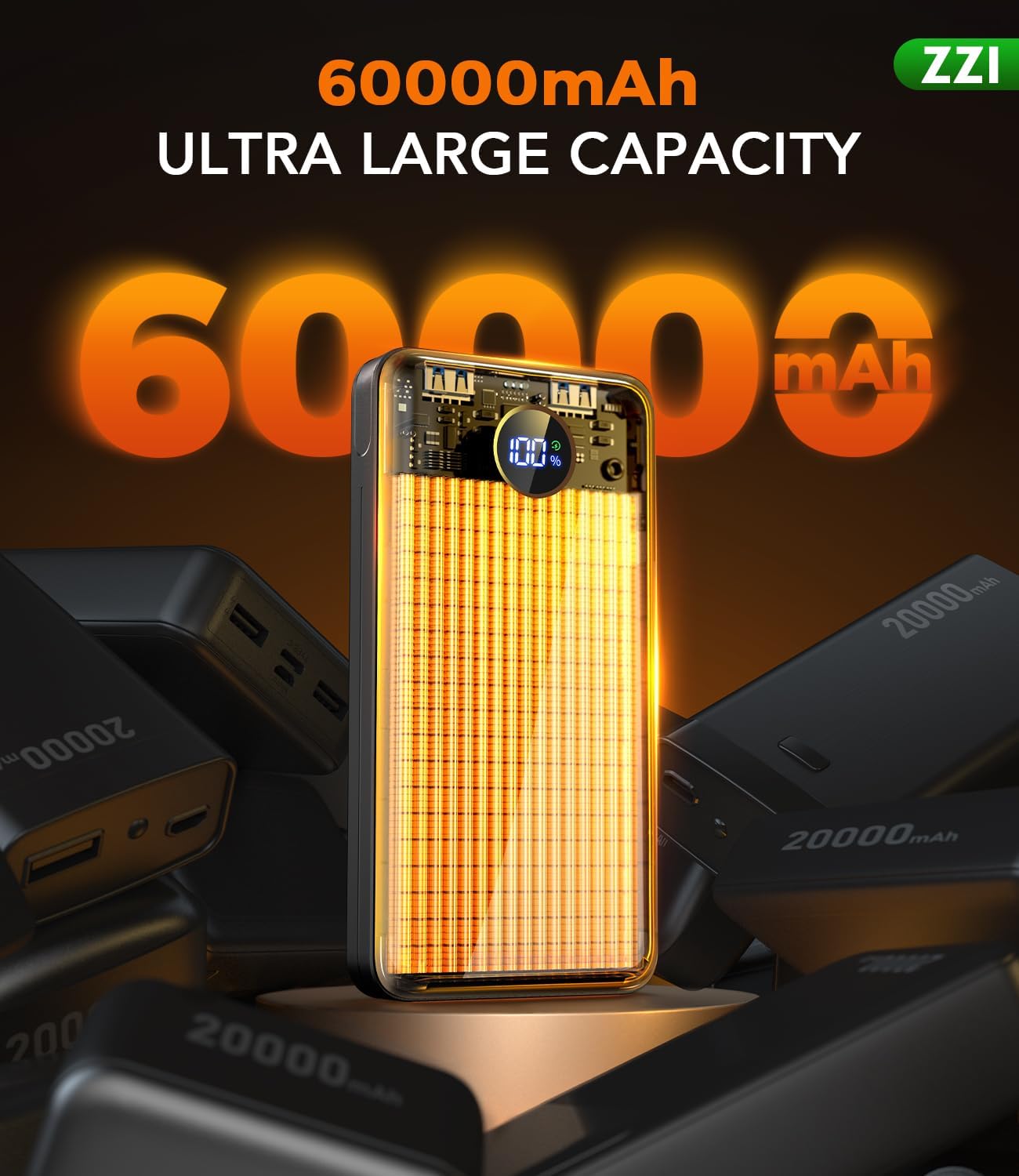 Detalle de ZZI Portable Charger 60000mAh