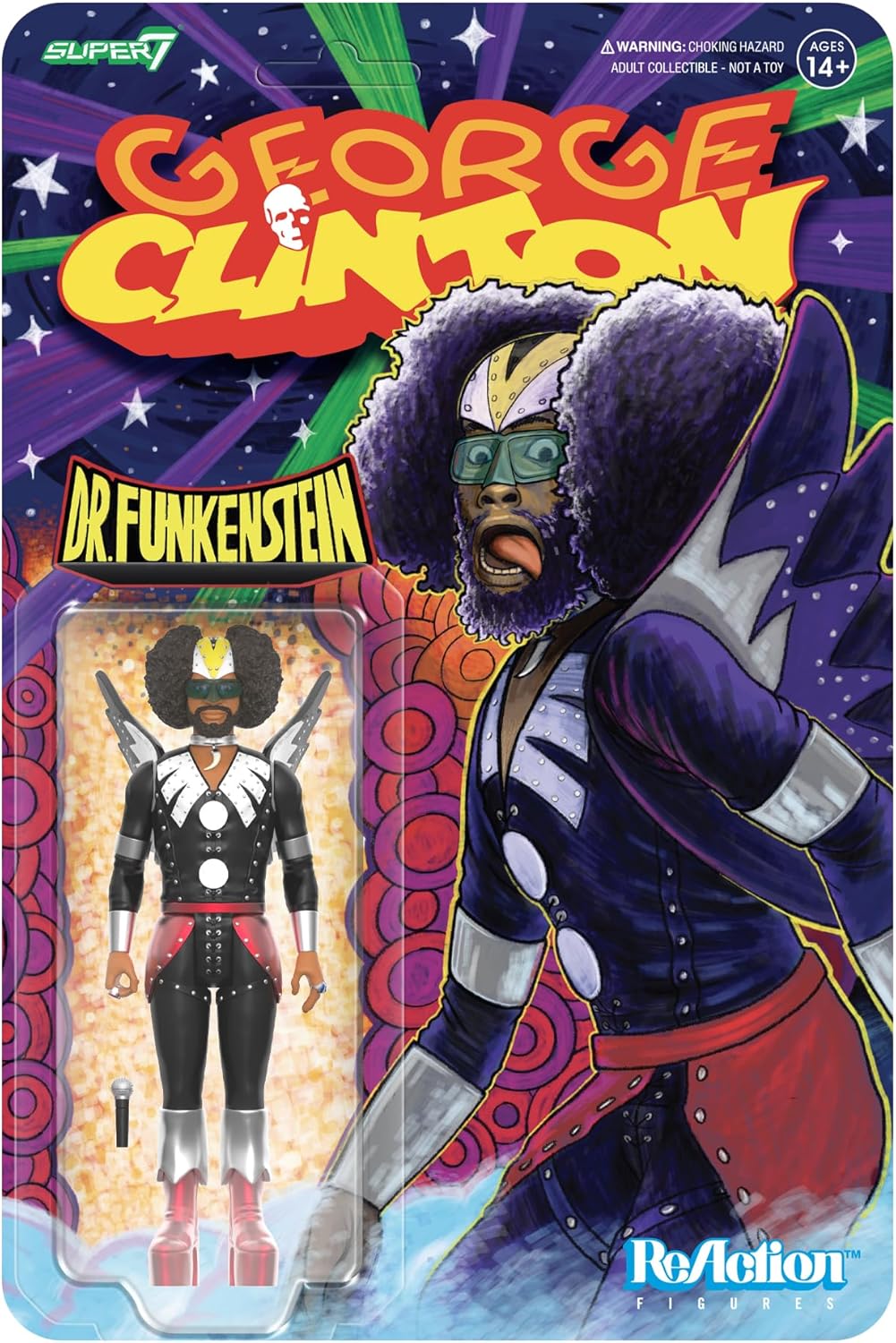 Detalle de Super7 ジョージ・クリントン ファンケンシュタイン博士 リアクションフィギュア 3.75インチ・5箇所可動