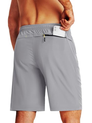 Thumbnail 1 de TACVASEN Sports Shorts Mens Gym Jogging Shorts with Zip Pockets in Grey