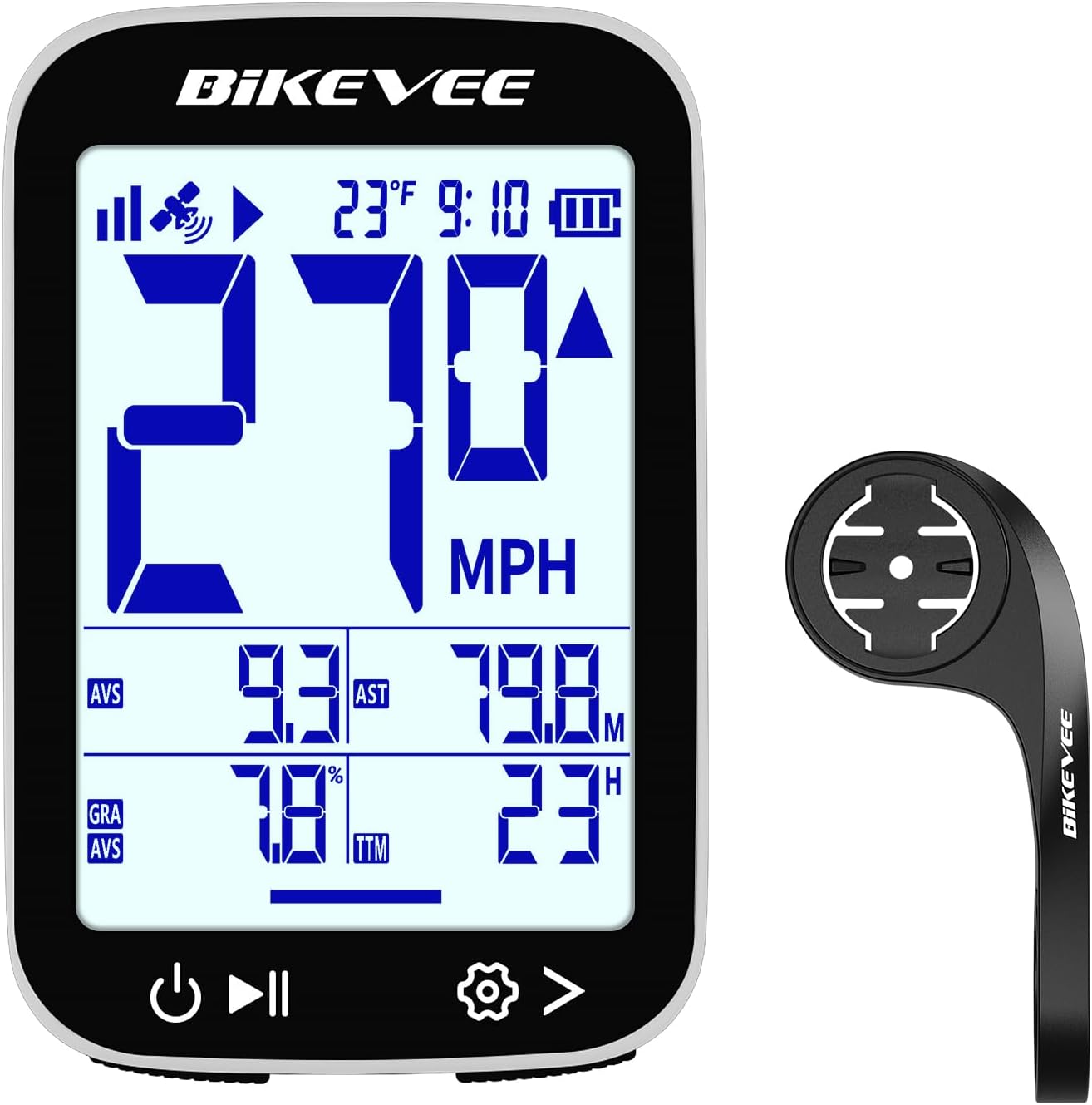 Detalle de Bikevee GPS Fahrradcomputer kabellos mit 2,4-Zoll FSTN Display, IPX7 und bis zu 28 h Akkulaufzeit