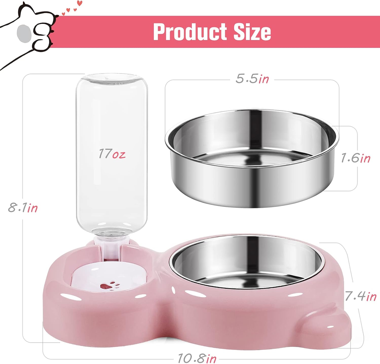 Detalle 1 de Pet Bowl Set with Stainless Steel Bowl