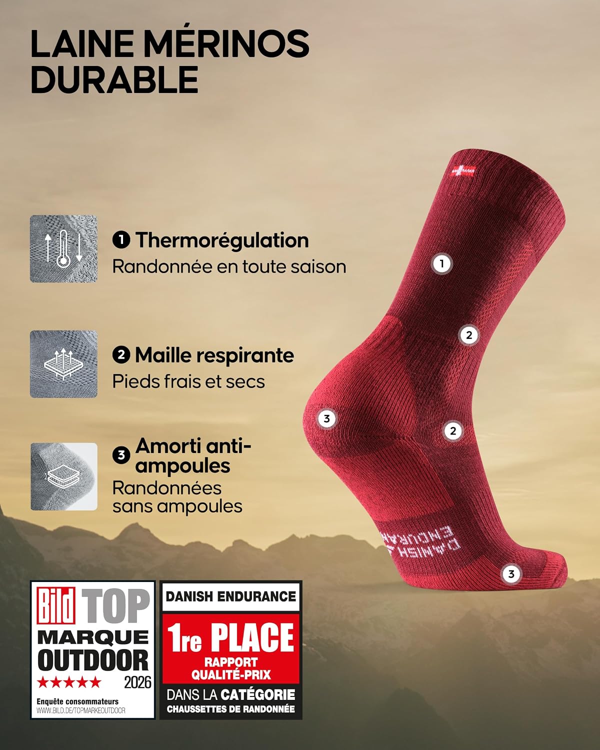 Thumbnail 1 de DANISH ENDURANCE Hiking Classic Chaussettes de randonnée