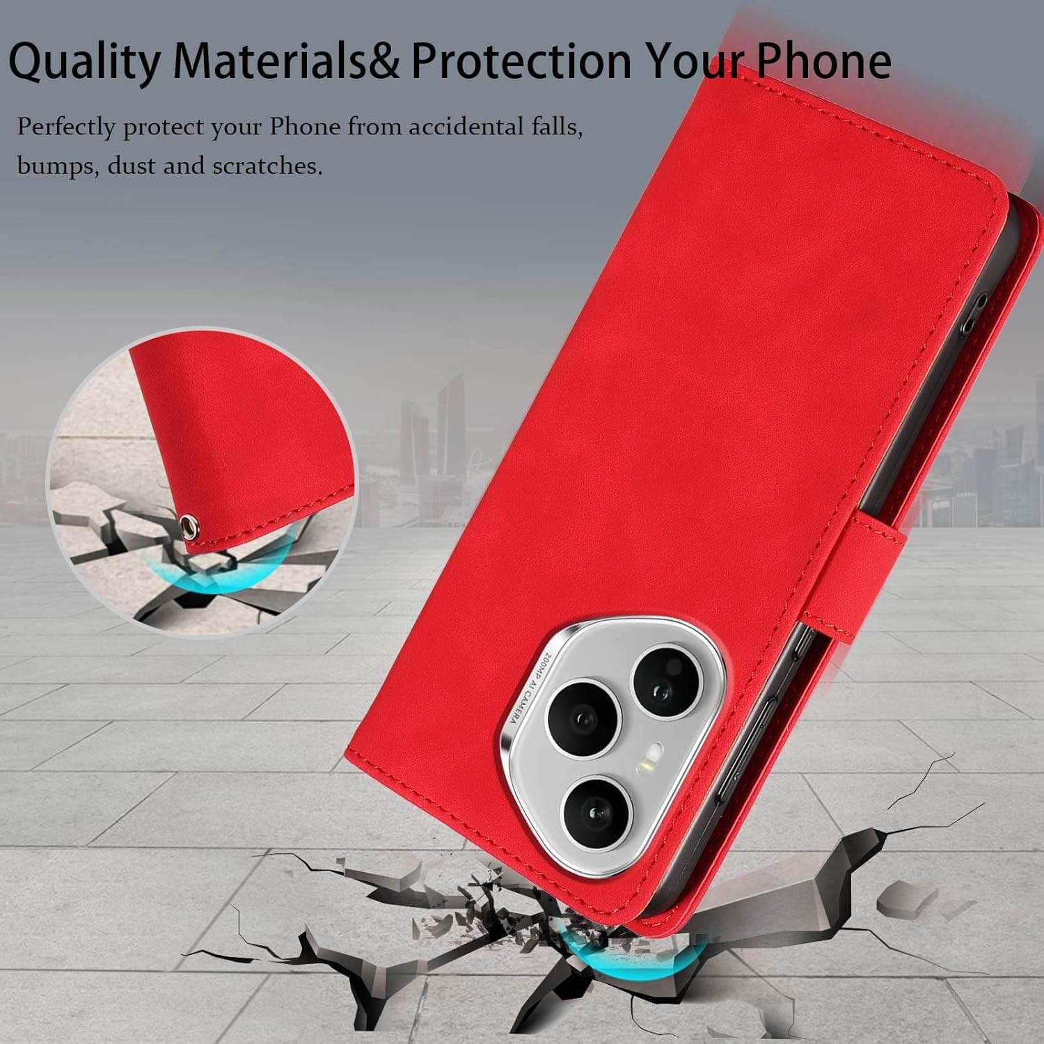 Thumbnail 5 de GOTOURED for Honor 400 Pro Case Wallet with RFID Blocking in Red