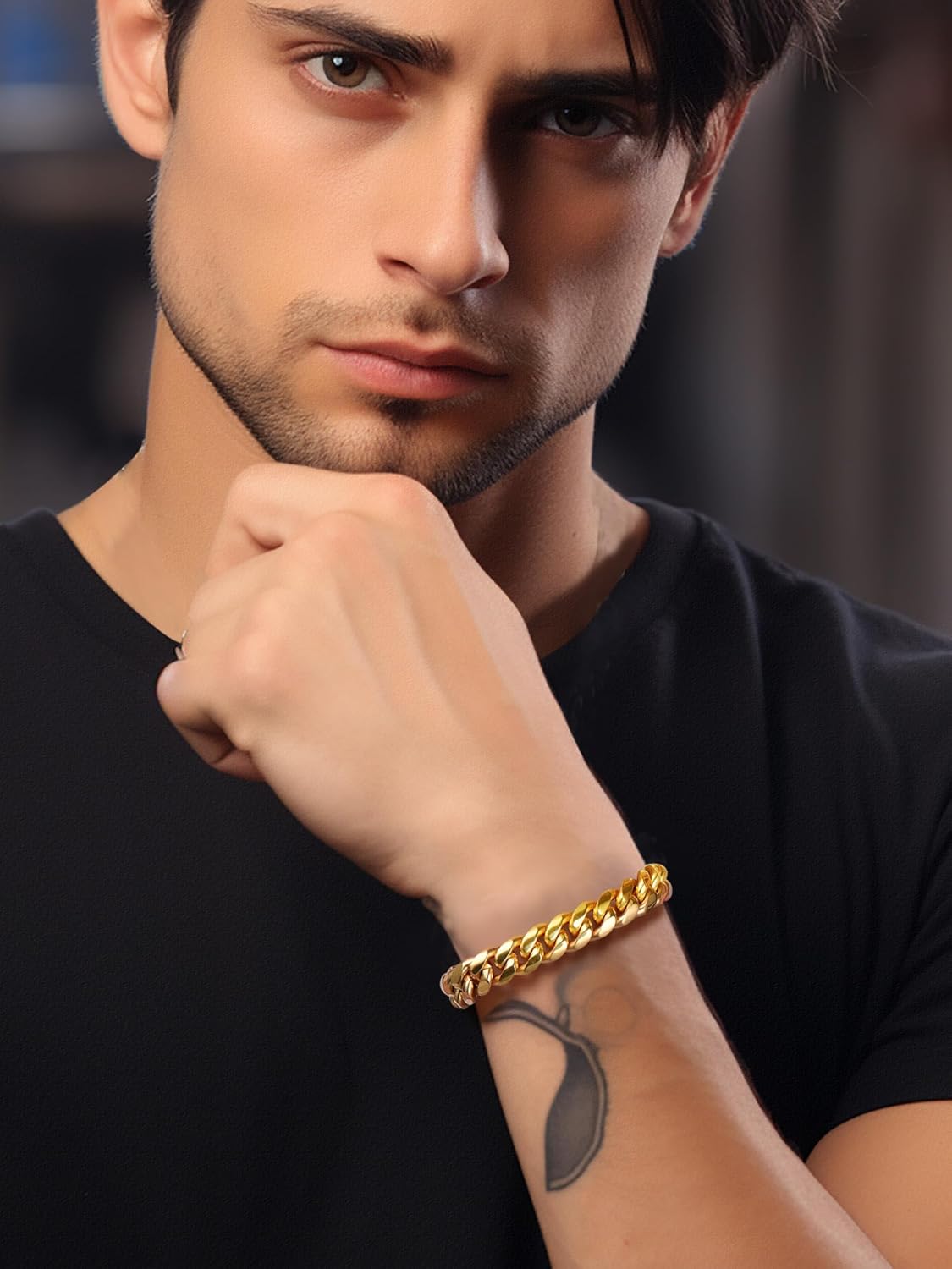 Thumbnail 5 de PROSTEEL Bracciale da Uomo in Acciaio Inossidabile e Placcatura Oro – Catena a Maglie 4,8–14 mm, lunghezze 16–21 cm