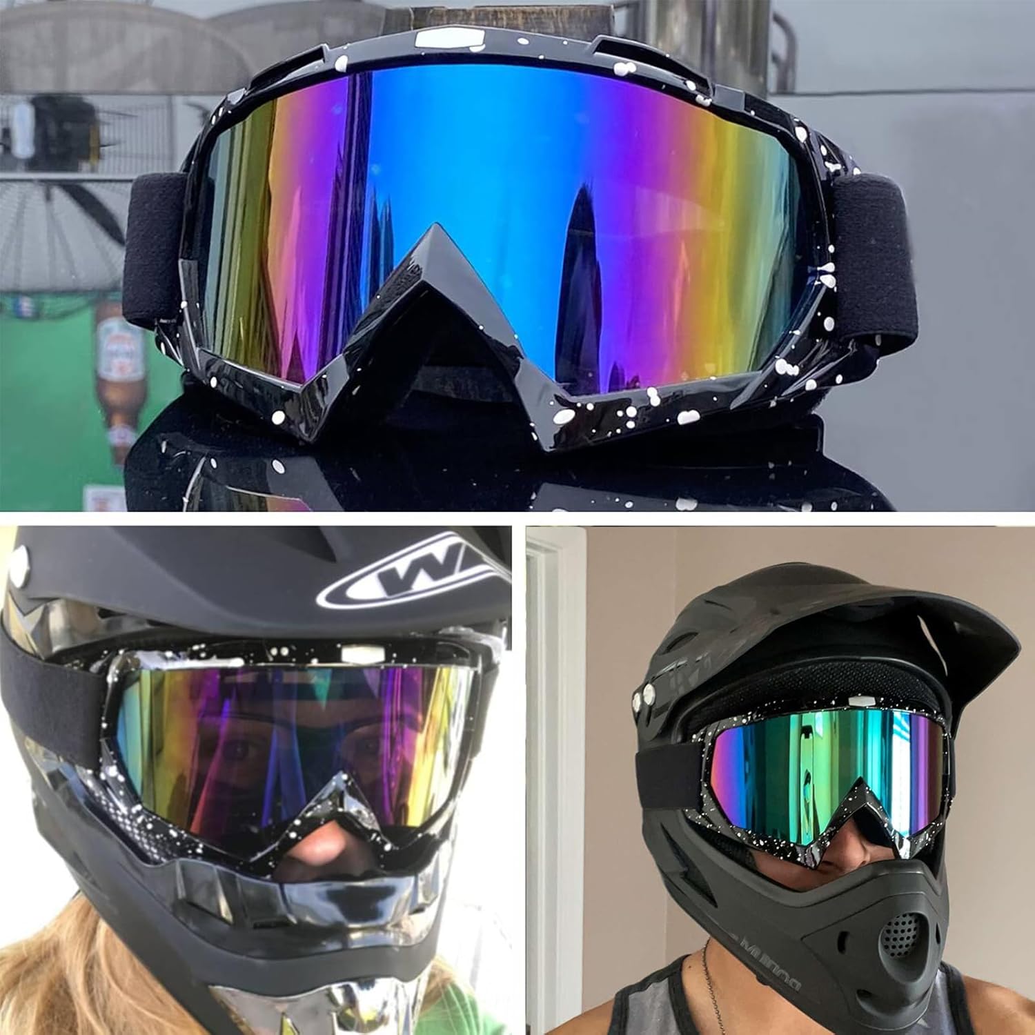 Detalle 2 de 4-FQ Motorcycle & Dirt Bike Goggles with Anti-Fog, UV Protection, Scratch-Resistant Lens (Black frame)