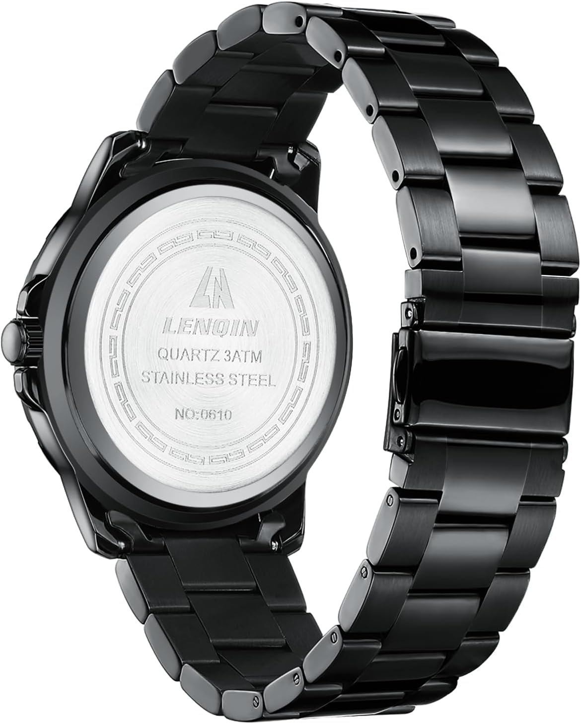 Detalle de LN LENQIN Herrenarmbanduhr aus Edelstahl, wasserdicht (3 ATM) mit Datumsanzeige