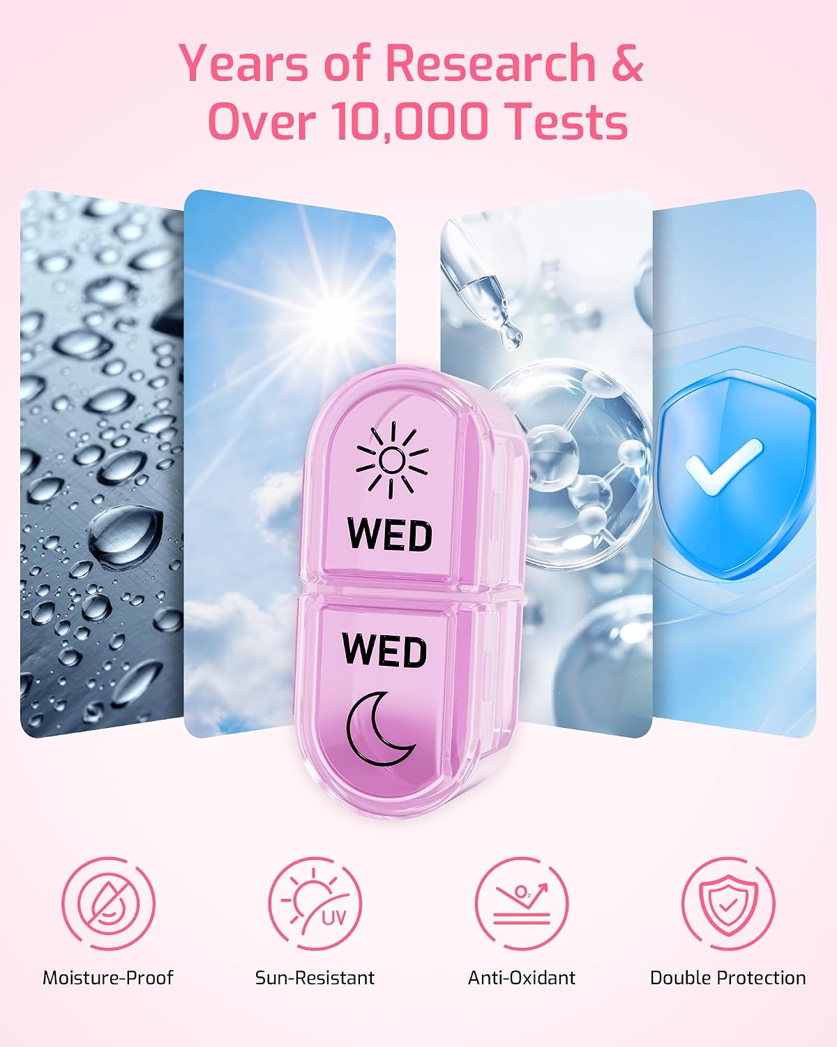 Thumbnail 3 de Daviky Weekly AM/PM Pill Organizer, 7-Day Easy-Open Box in Purple-Pink