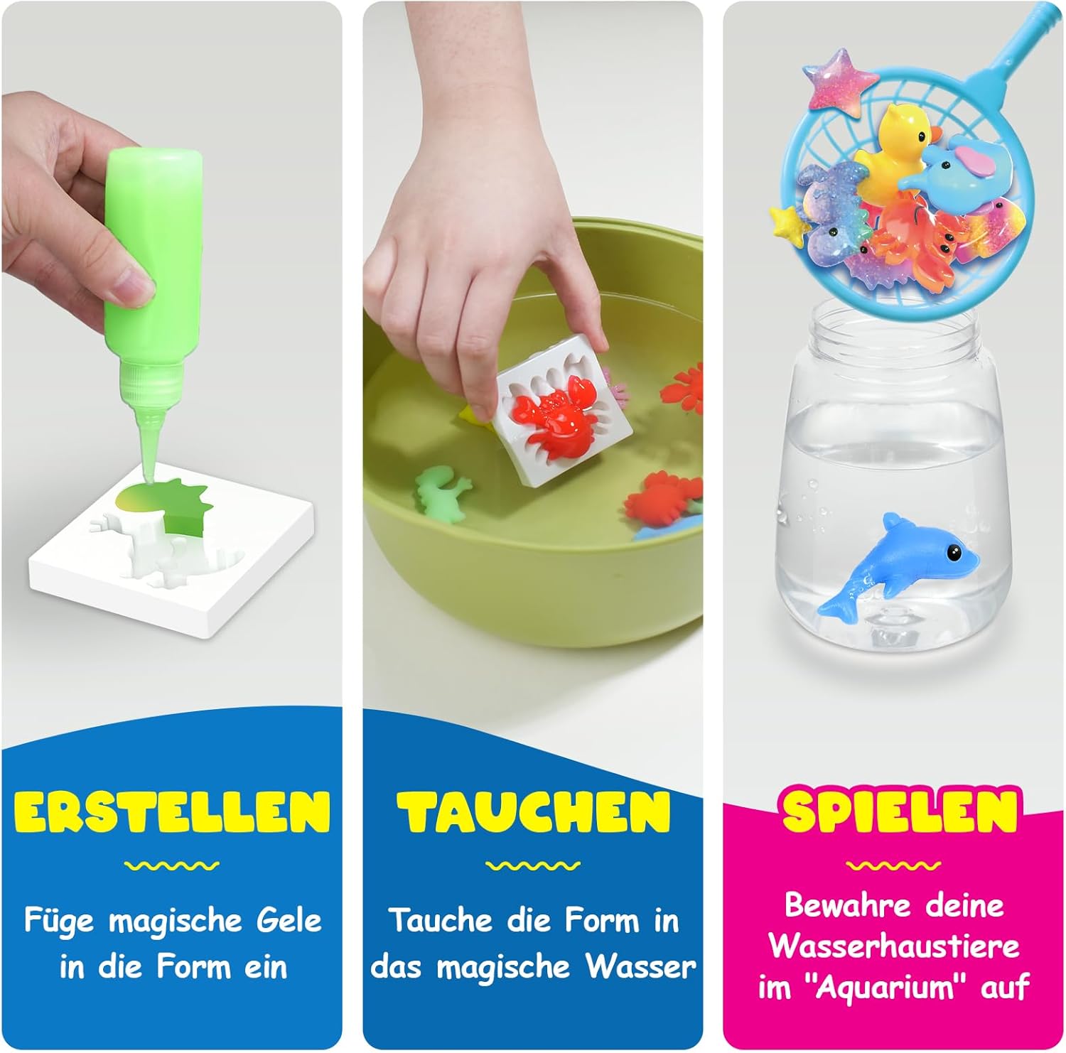 Detalle 2 de Magic Water Elf Magisches Wasser‑Gel Spielset mit 10 Gel‑Beuteln