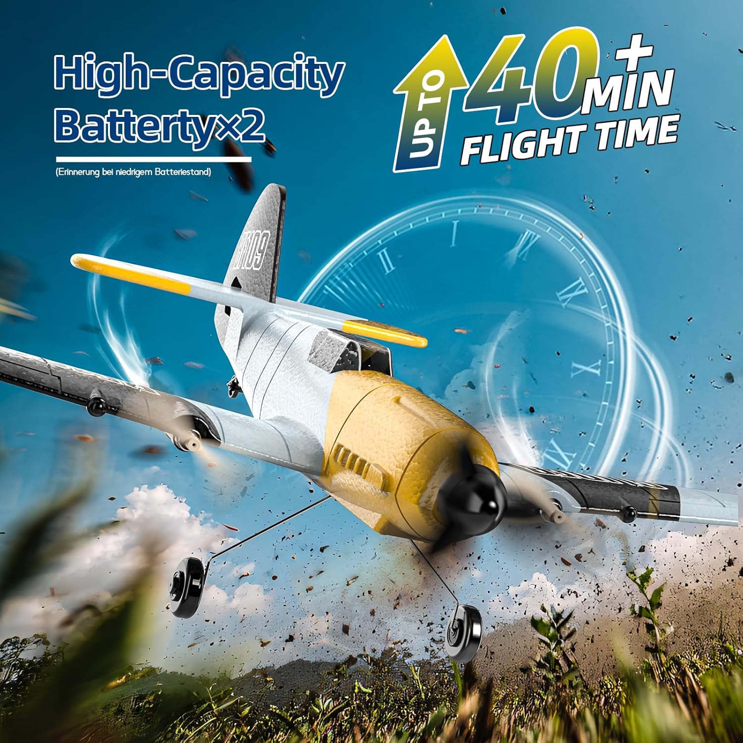 Detalle de DEERC BF-109 RC plane, 2.4GHz