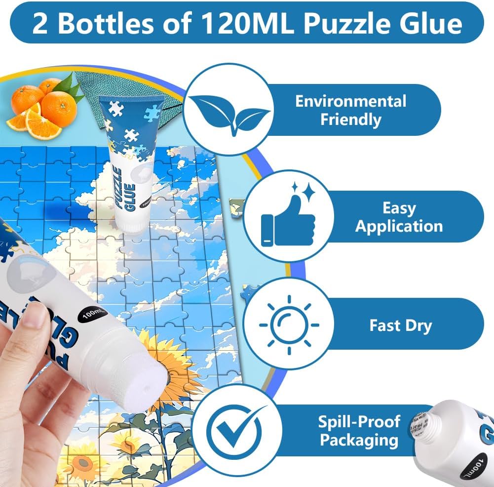 Detalle 2 de Ainiv 4731314 puzzellijm 300 ml, transparante PVA-lijm voor grote puzzels