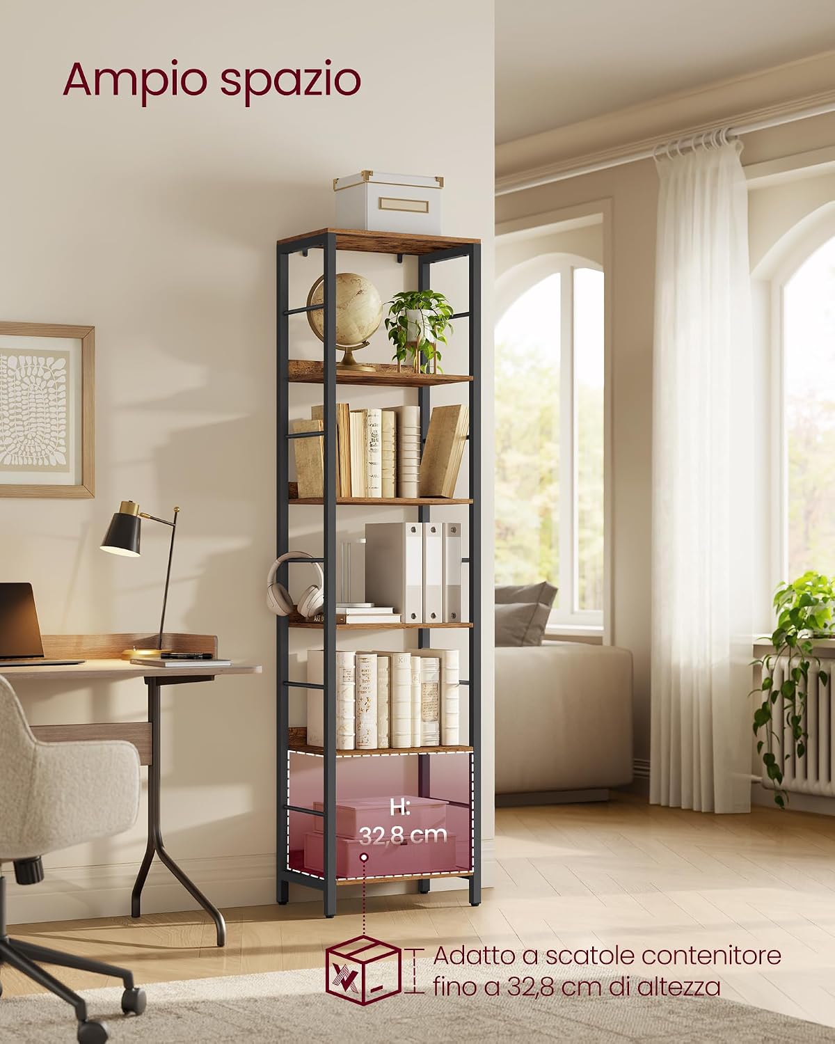 Detalle 2 de VASAGLE LLS168KD01 libreria 6 ripiani 178 cm
