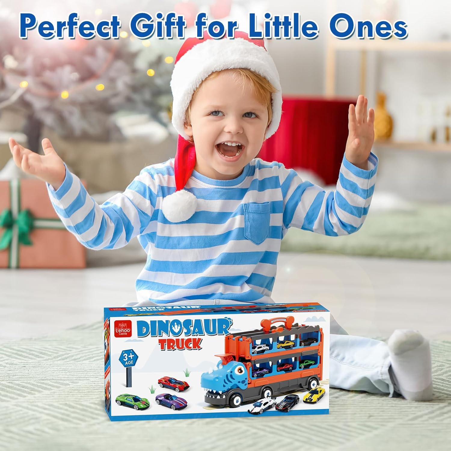 Thumbnail 1 de Lehoo Castle Dinosaur & Race Track Toy Set for 2–3 Year Old Boys and Girls with 6 Race Cars