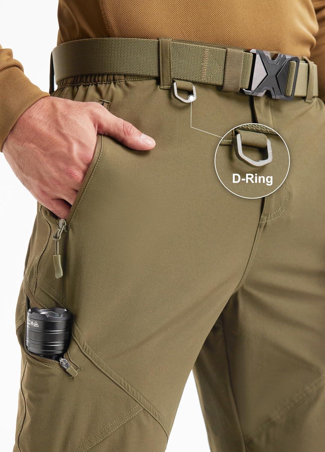 Detalle de Libin Men’s Lightweight Stretch Hiking Pants with Quick-Dry Tactical Cargo Pockets
