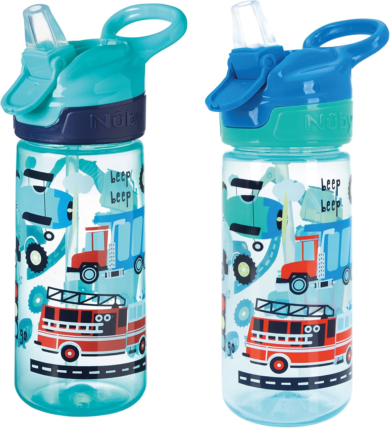 Thumbnail 1 de Nuby Super Quench 540ml Straw Water Bottle – Spill Proof Toddler Sippy Cup (Pack of 2)