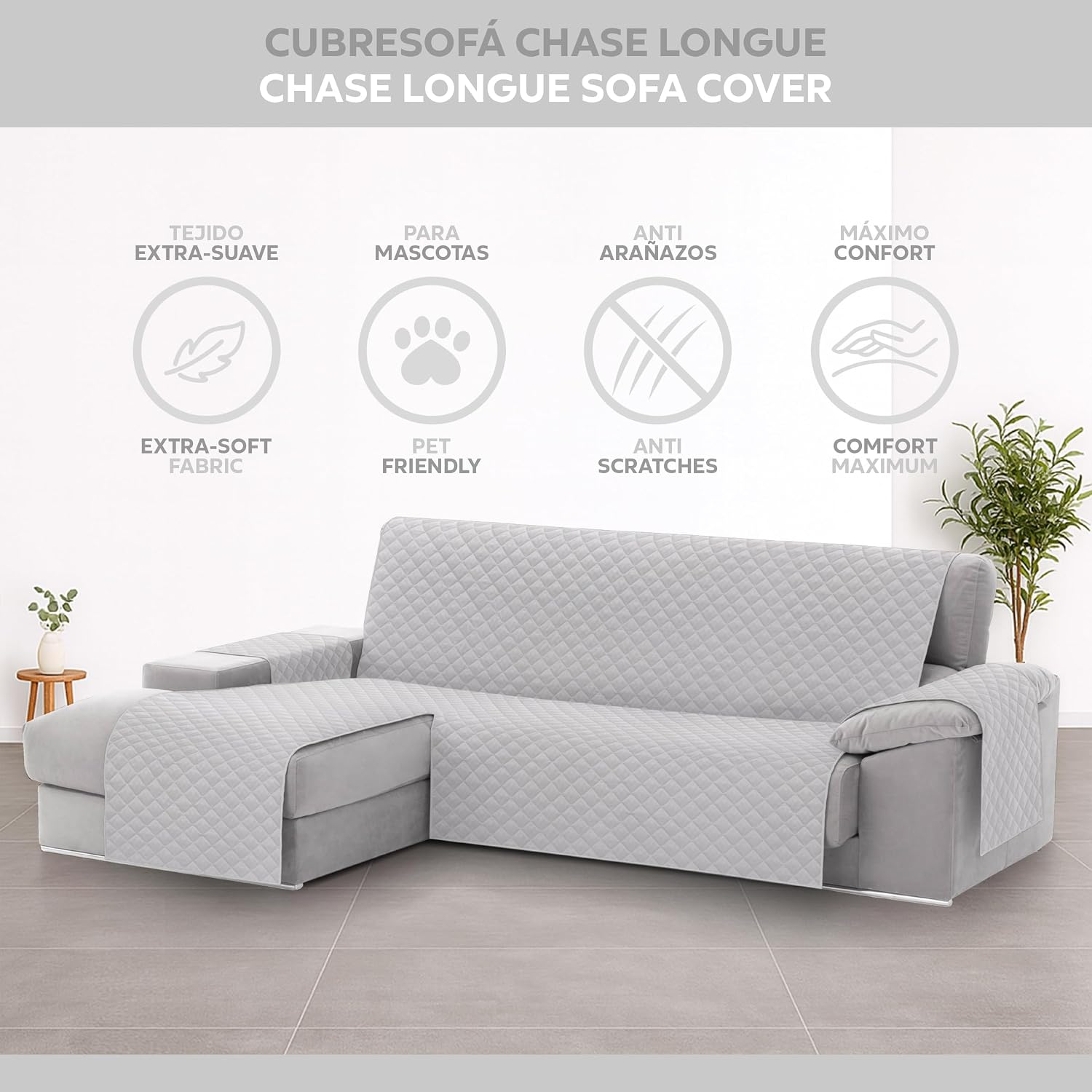 Detalle 2 de Textilhome Copridivano Malu 240cm Chaise