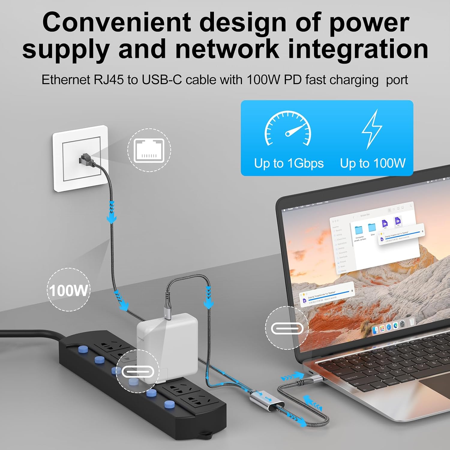 Detalle de Dutevolns USB C to Ethernet Cable 2M